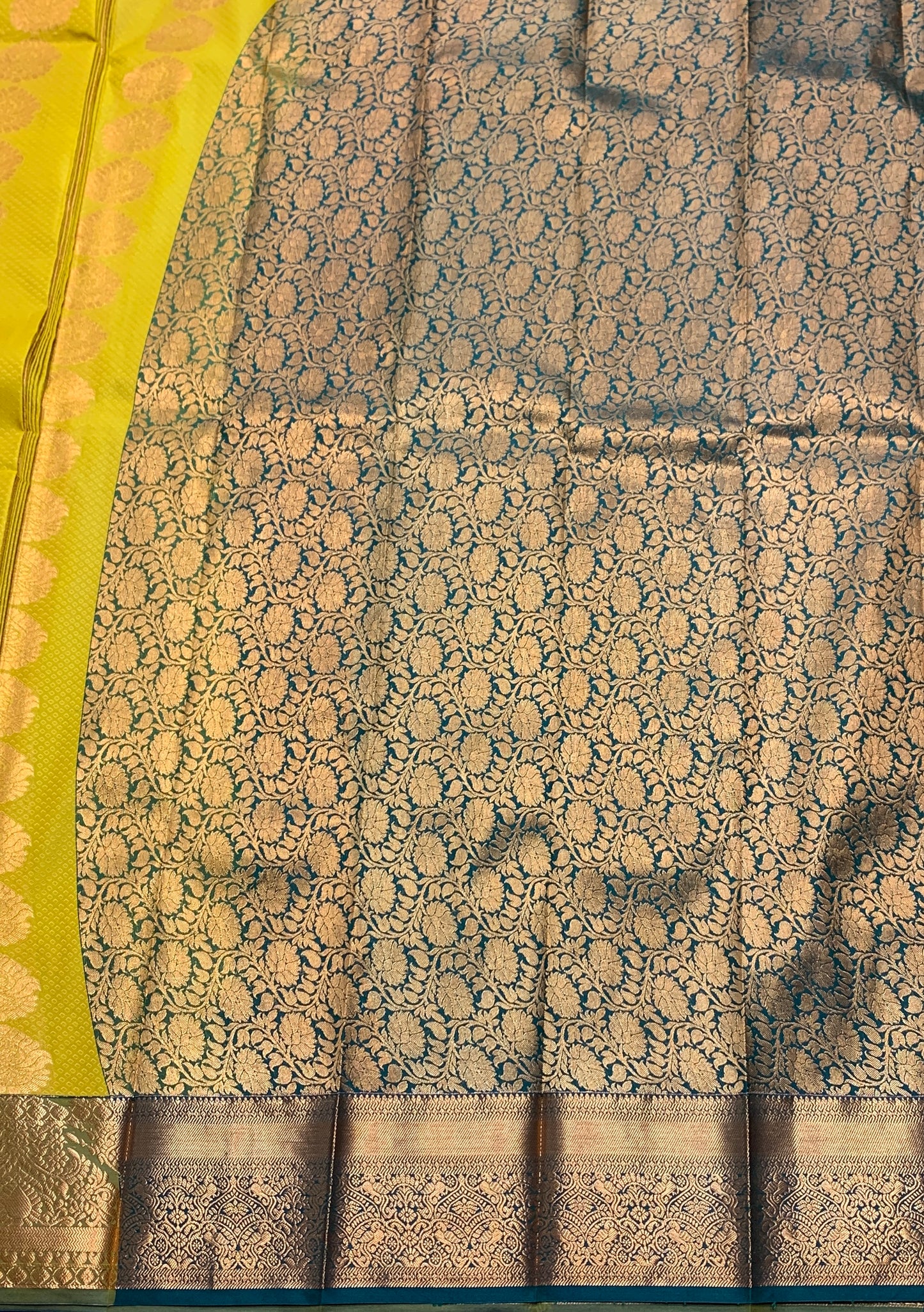 Vegan Silk Saree Mustard Colour Saree with Copper Border