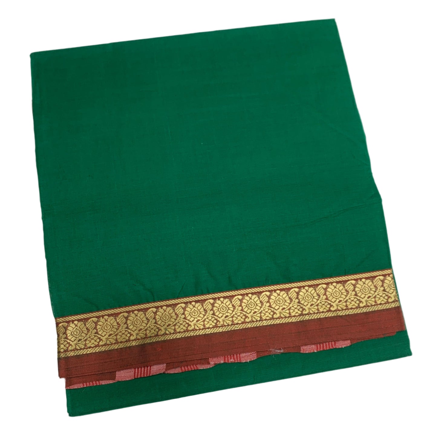 Chettinad Cotton Saree Green Colour with Maroon Border