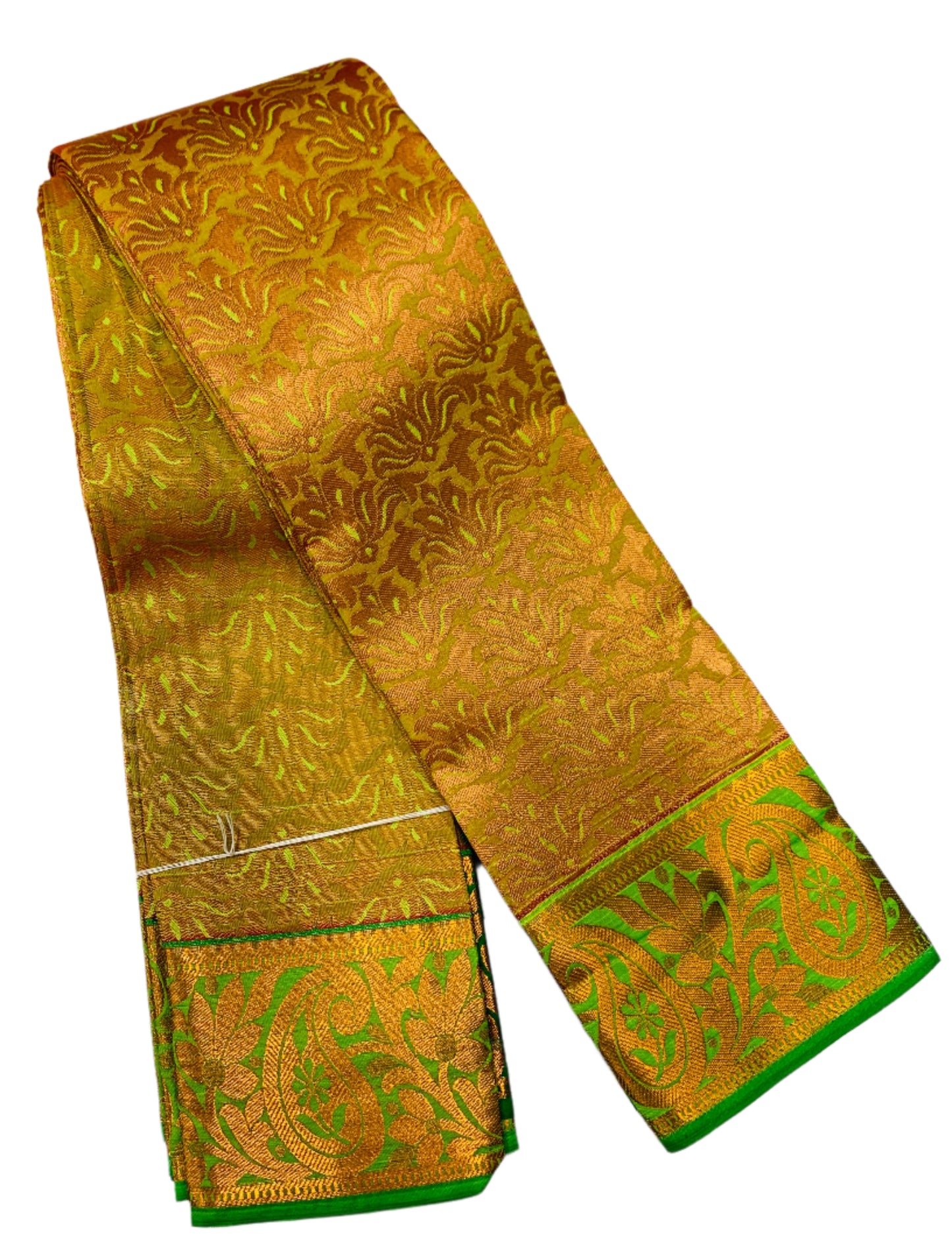 Vegan Silk Saree Apple Green shade with Copper Border
