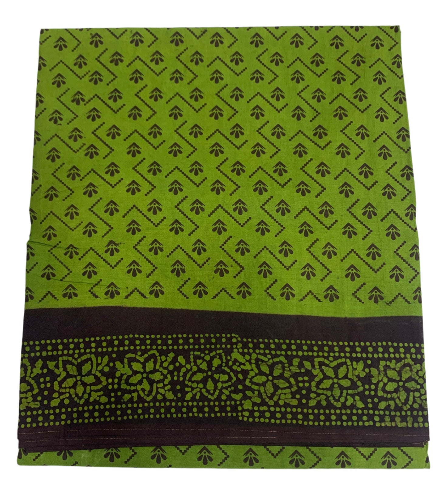 Chettinad Sungudi Cotton Olive Green Colour with Printed Saree