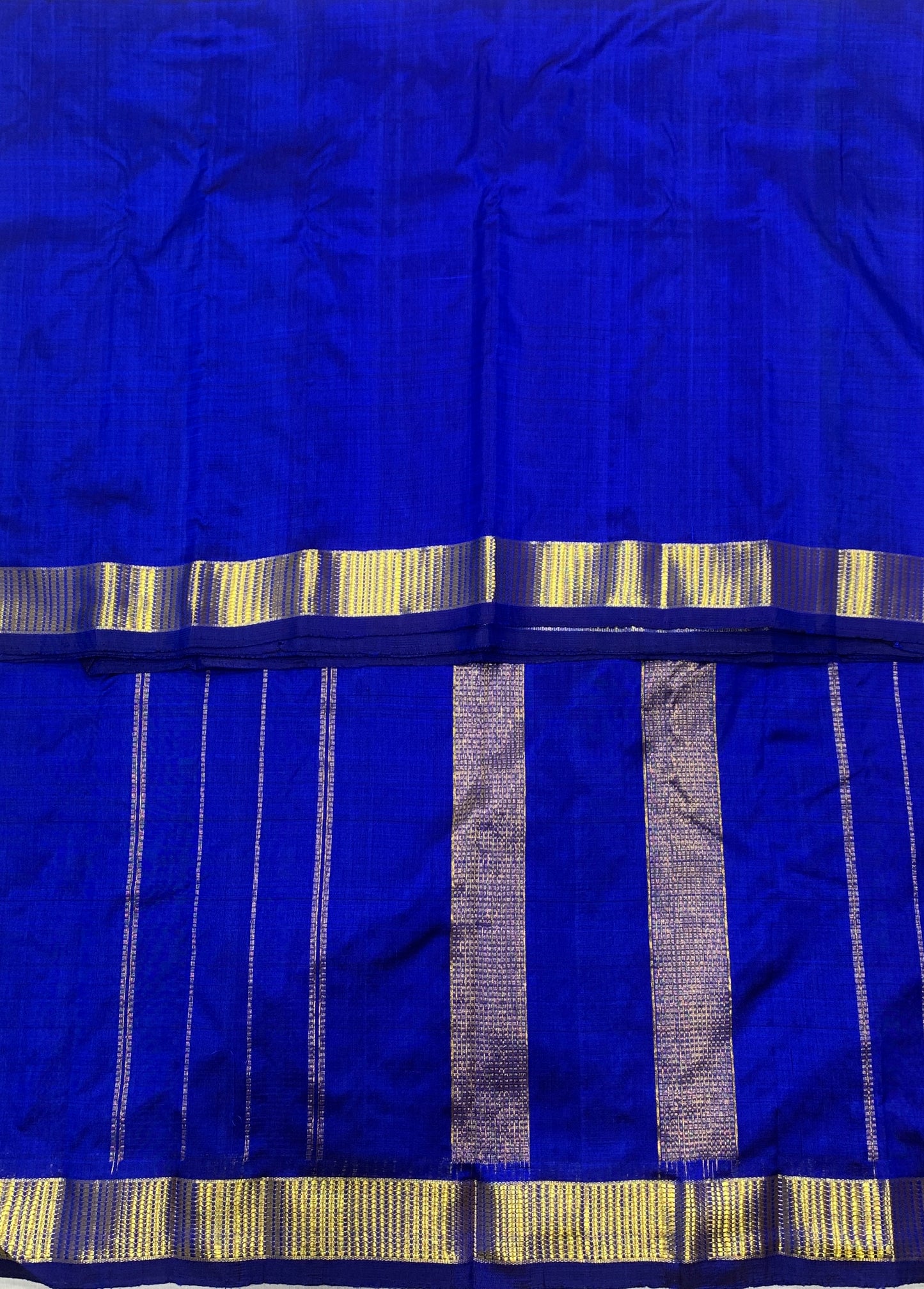 Pure Kanchipuram Silk Blue Colour with Golden Zari Border