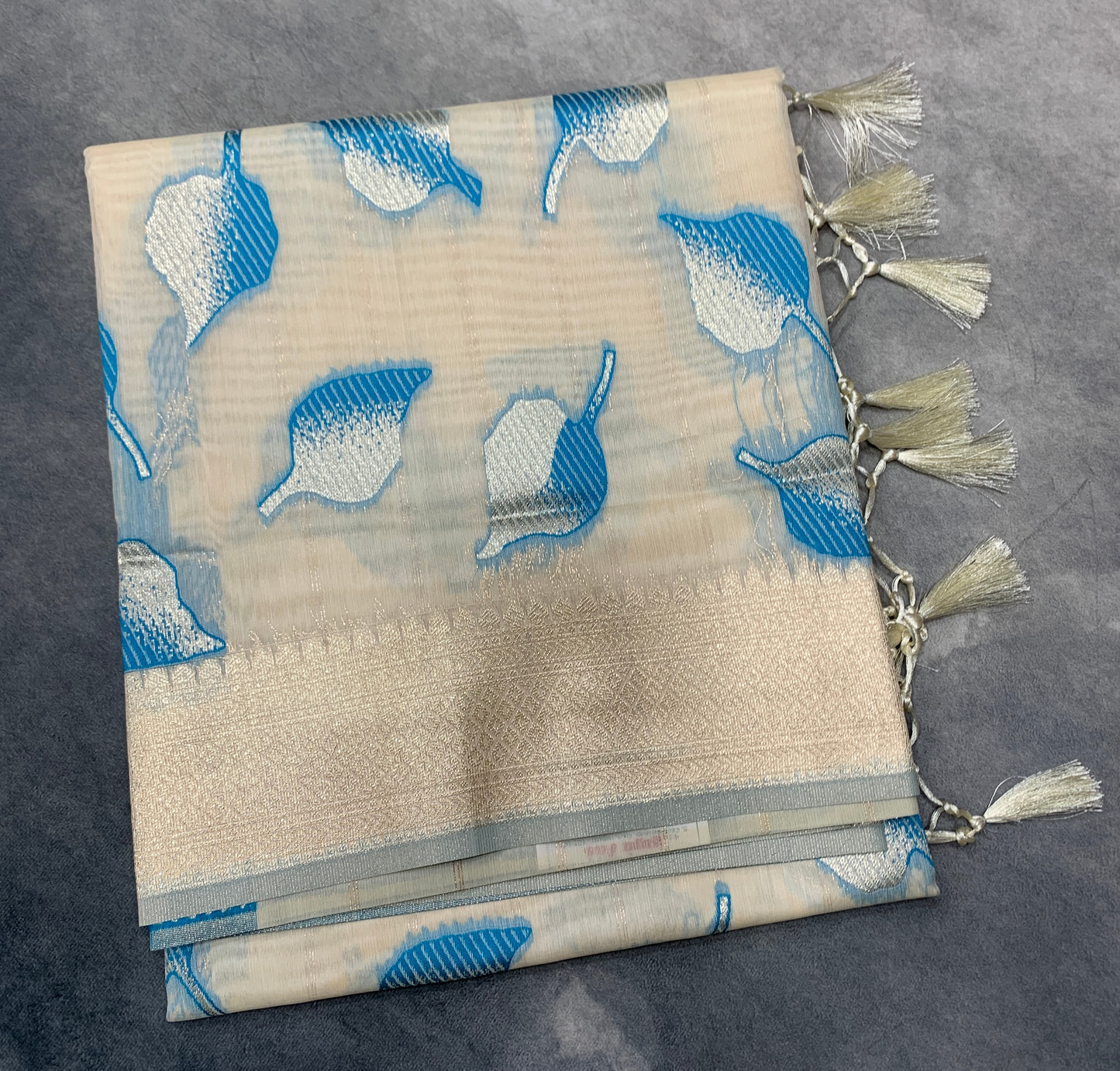 Banaras Katan Saree Off White Colour with Katan Work Border