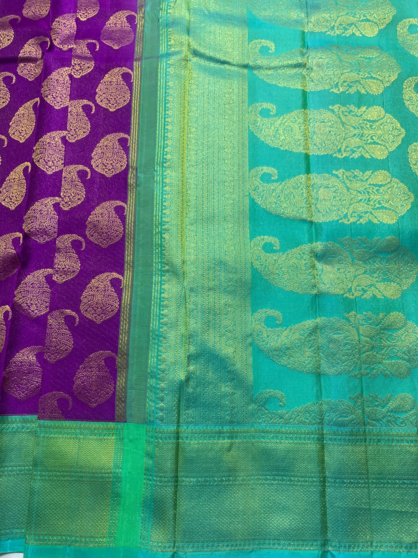 Pure Kanchipuram Silk Saree Lavender Colour with Sapphire Border