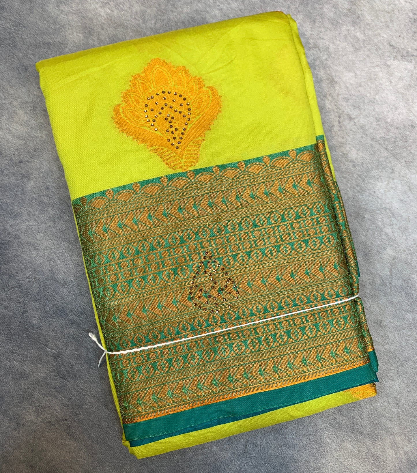 Soft Silk Casual Saree Apple Green Colour with Rama Green and Golden Colour Border