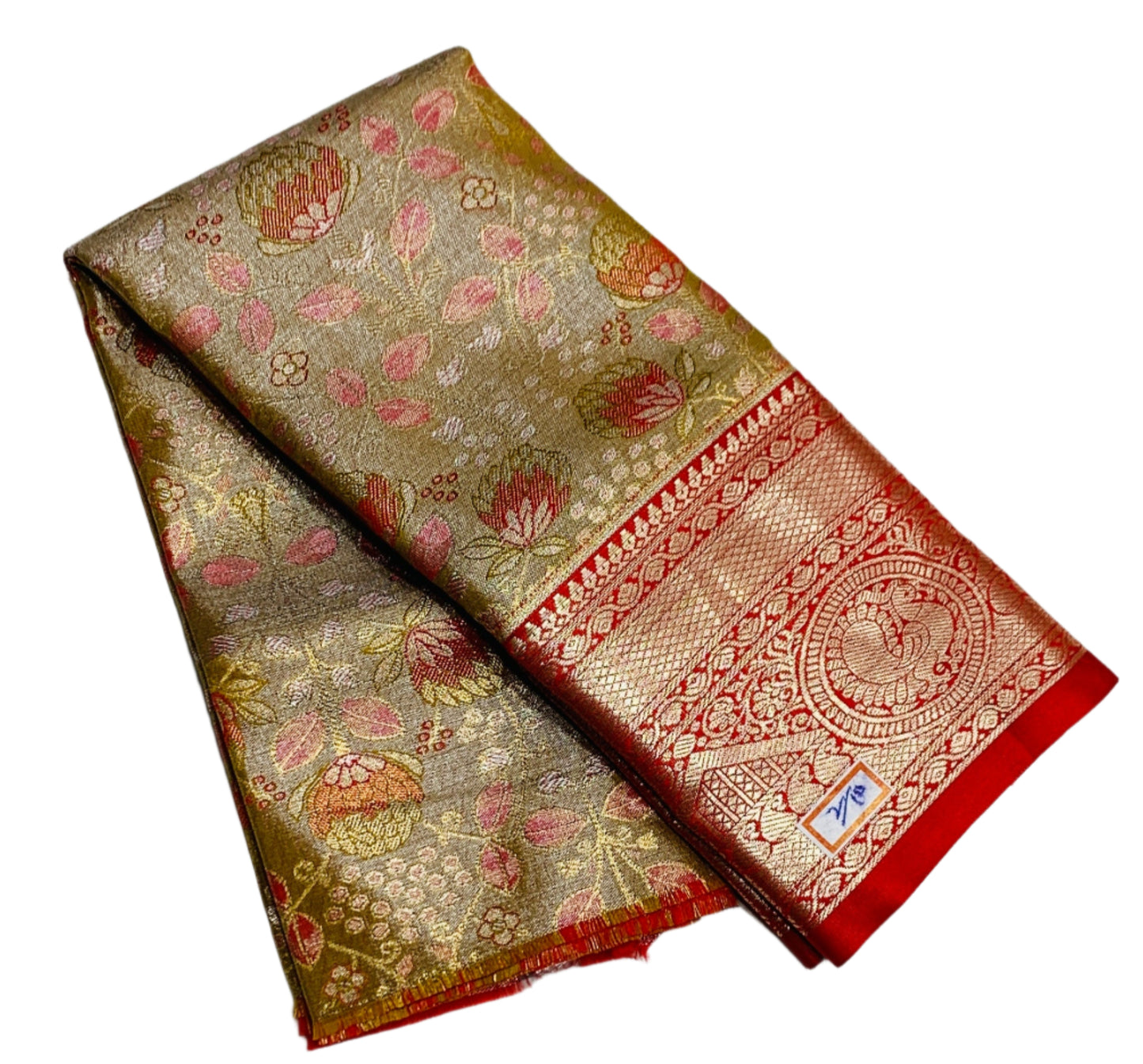 Golden Orange Shade Vegan Silk Kids Pattu Pavadai with Contrast Border for Newborn to 2 Years