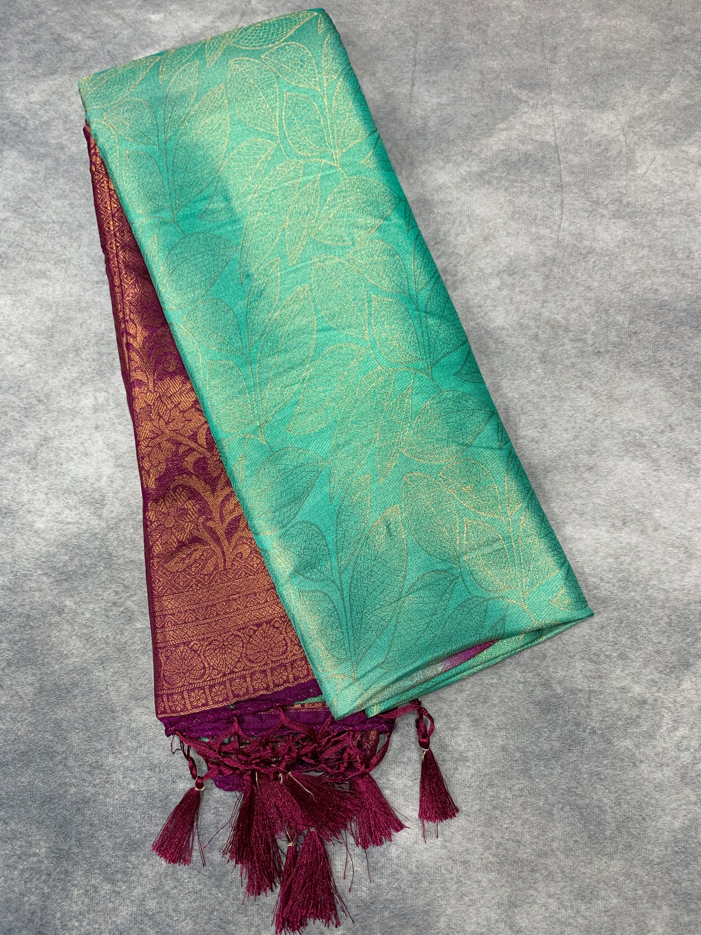 Soft Silk Saree Sapphire Colour with Magenta Colour Pallu