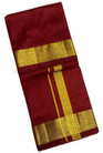 4 Mulam Silk Pooja Towel Maroon Colour with Zari Border