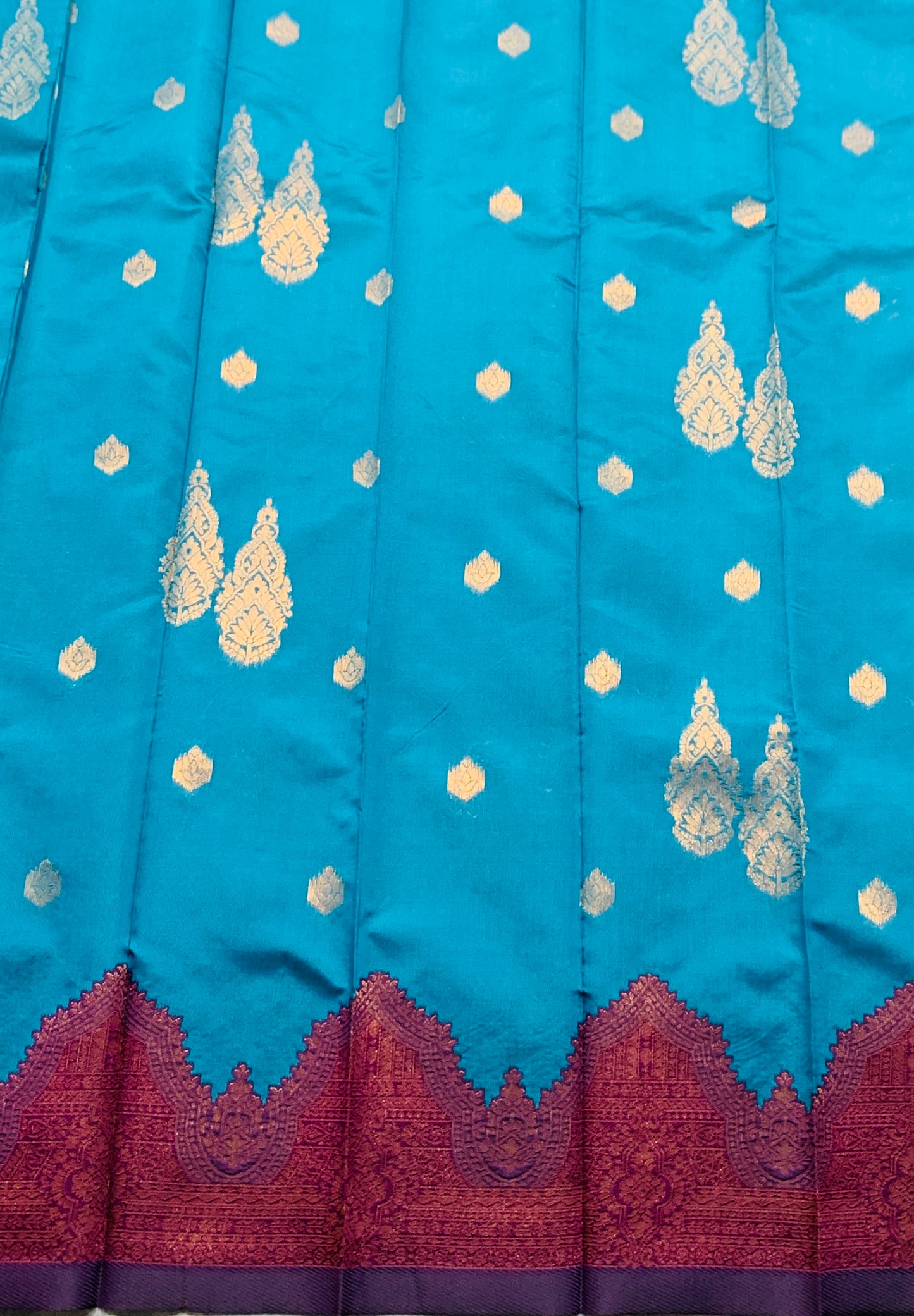 Art Silk Saree Sky Blue Colour with Magenta Border