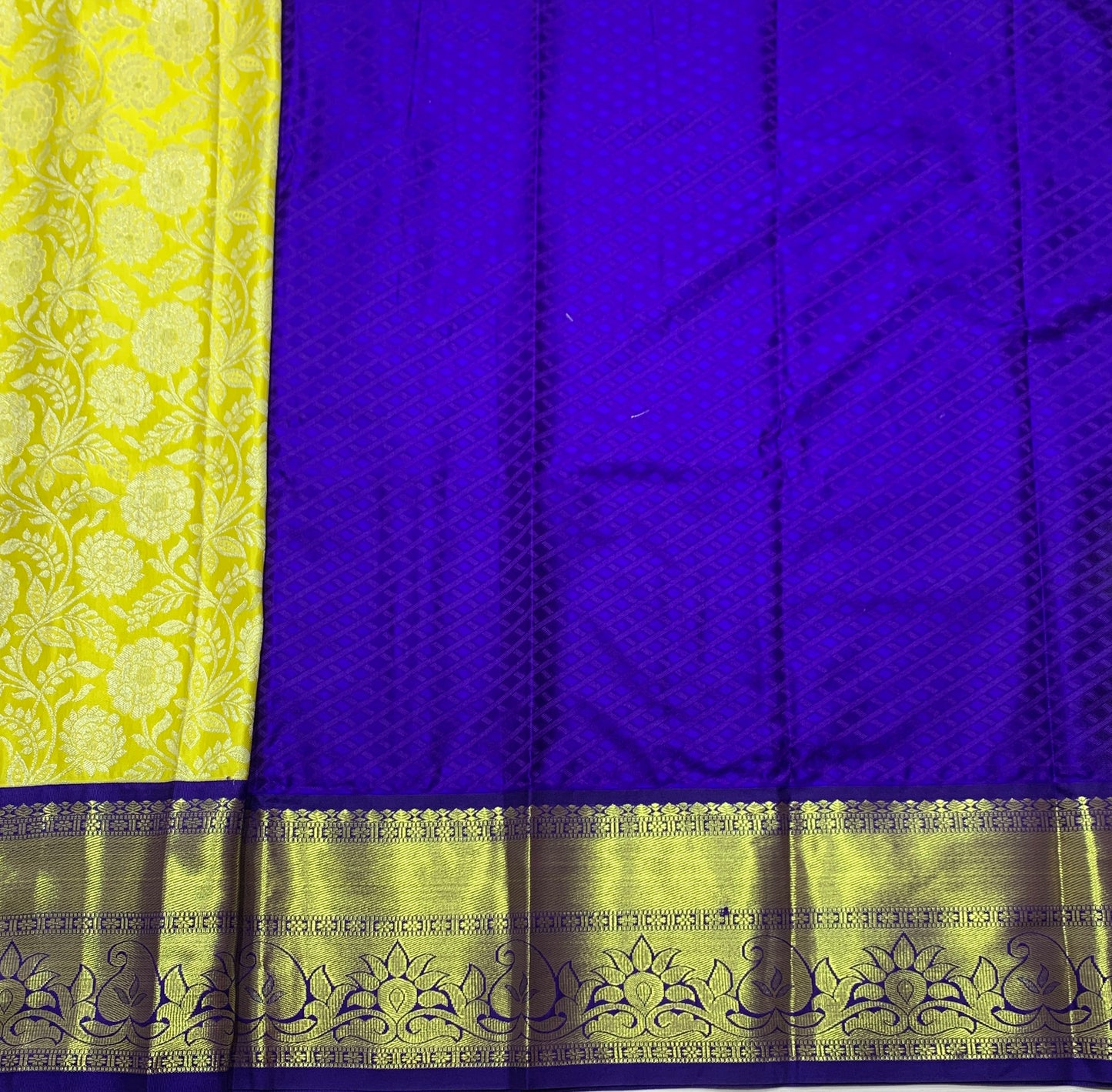 Yellow Shade Vegan Silk Kids Pattu Pavadai with Contrast Border for age 2 to 5