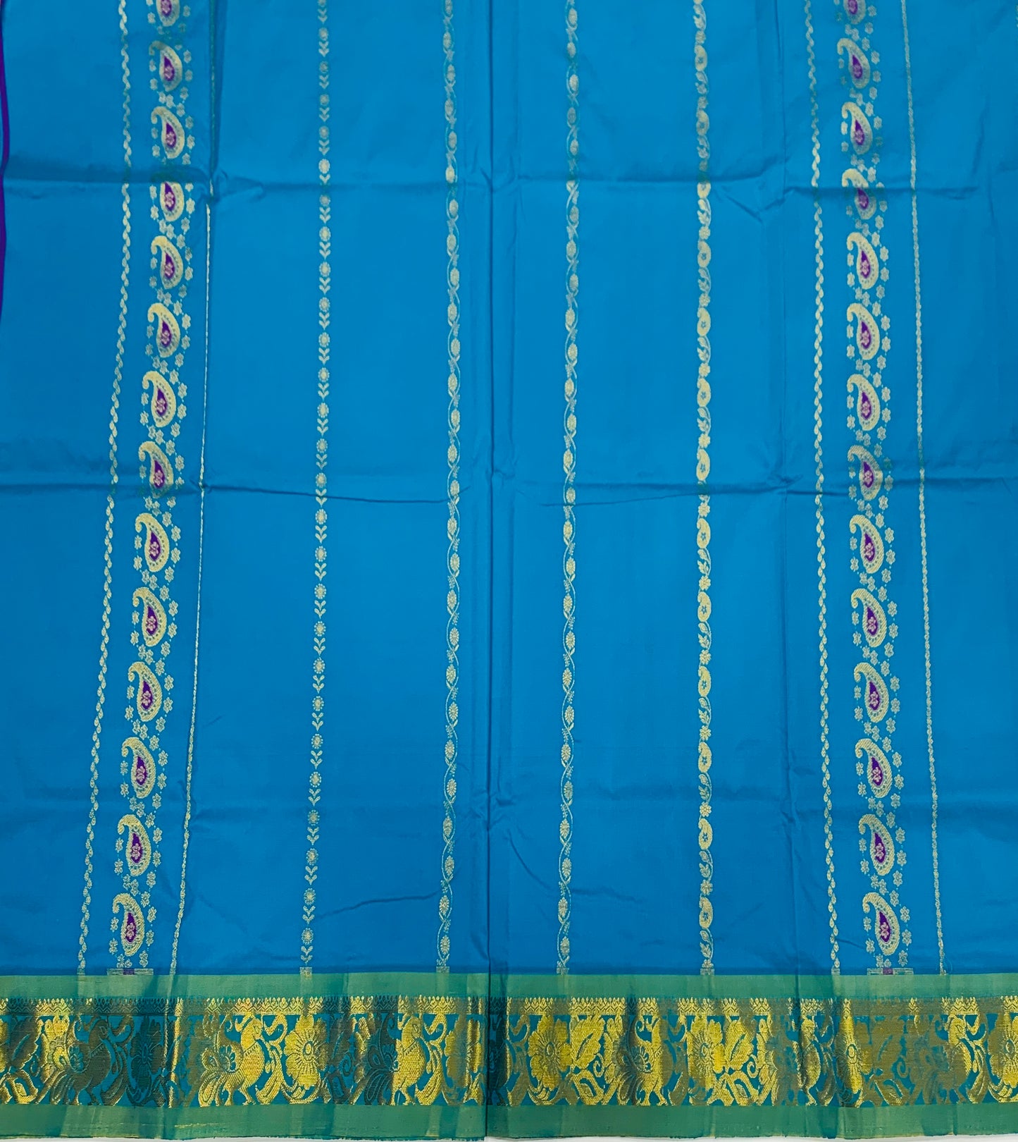 Sky Blue shade Semi silk Kids Pattu Pavadai with Contrast border for age 5 to 10