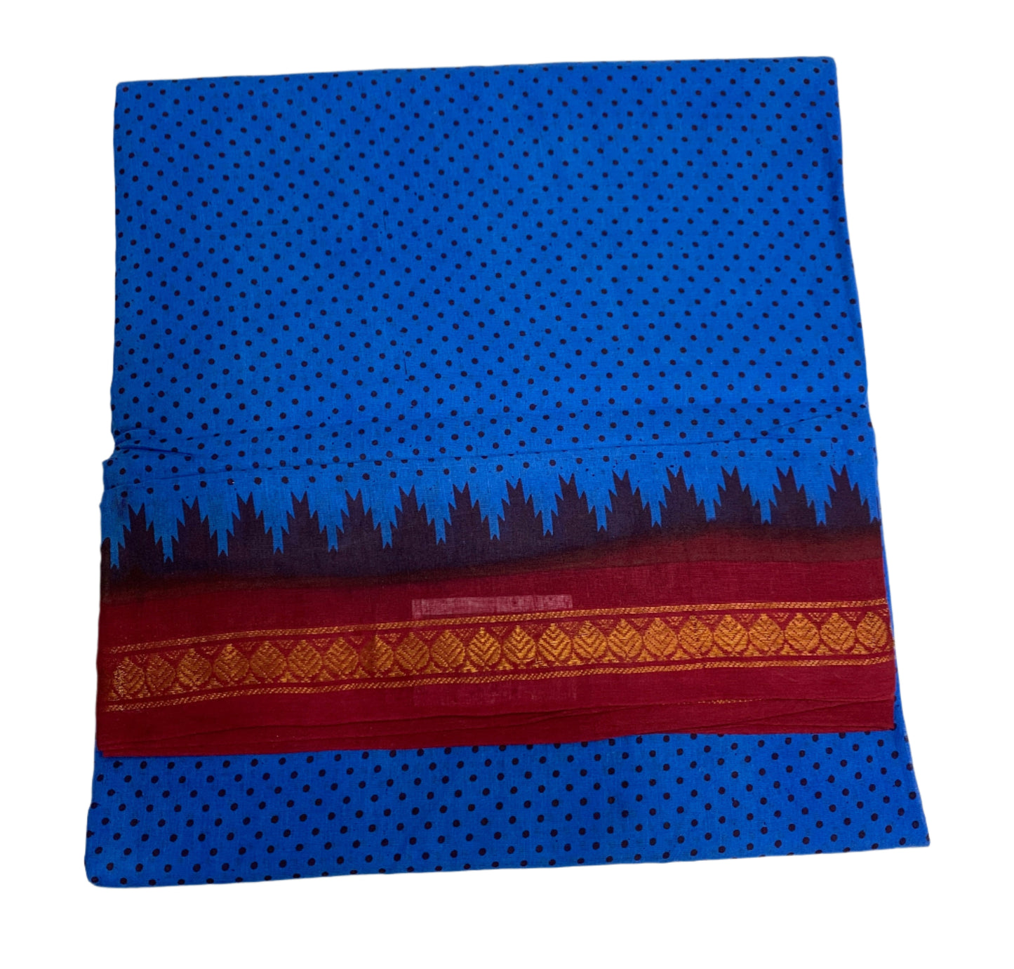 9 yards Cotton Saree Sky Blue Colour with Maroon Border