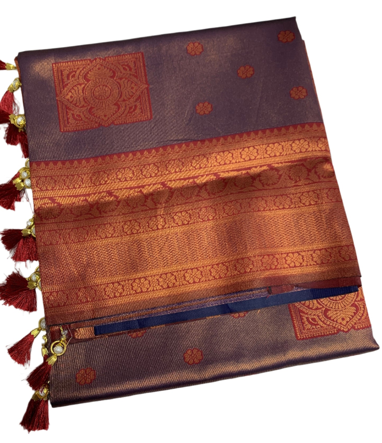 Art Silk Navy Blue Colour Saree with Maroon Border