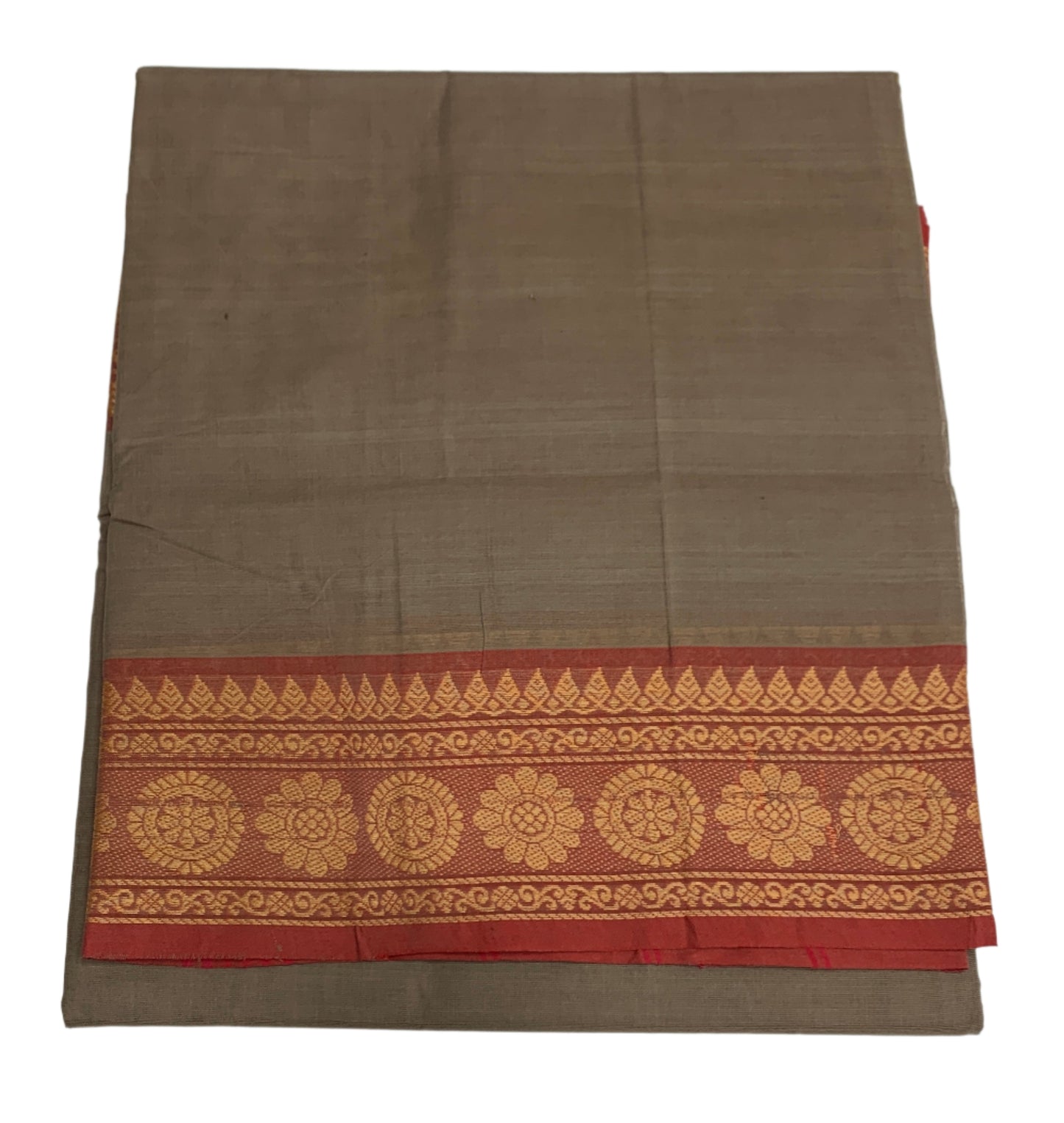 Chettinad Cotton Saree Light Brown Colour with Maroon Border