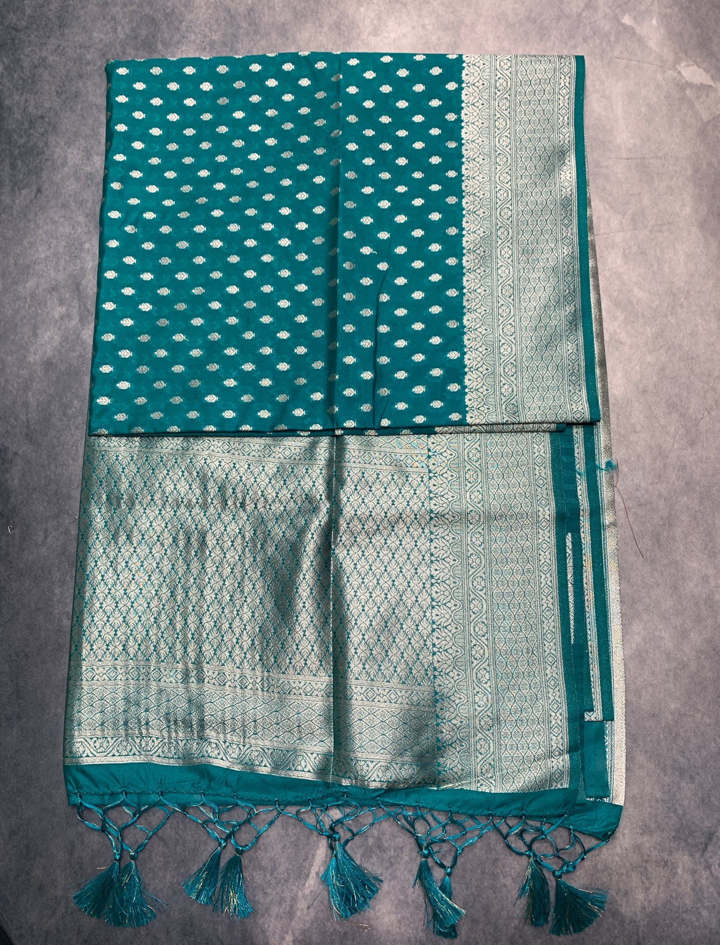 Soft Silk Casual Saree Rama Green Colour with Sliver Colour Border
