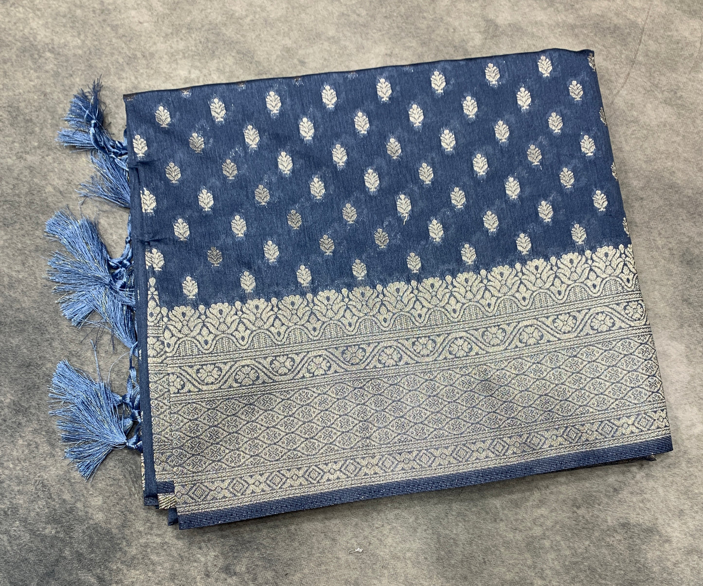 Soft Silk Casual Saree Gray Colour with Sliver Colour Border