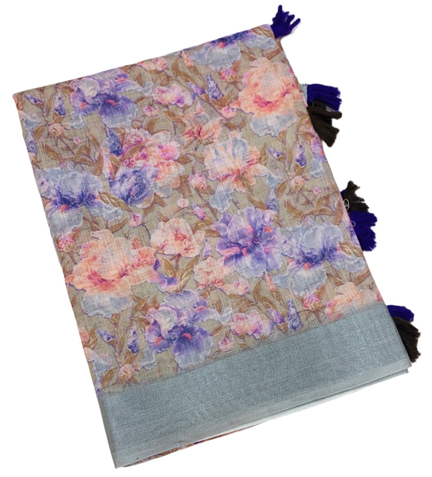 Jute Cotton Saree Lavender Shade with Thread Border