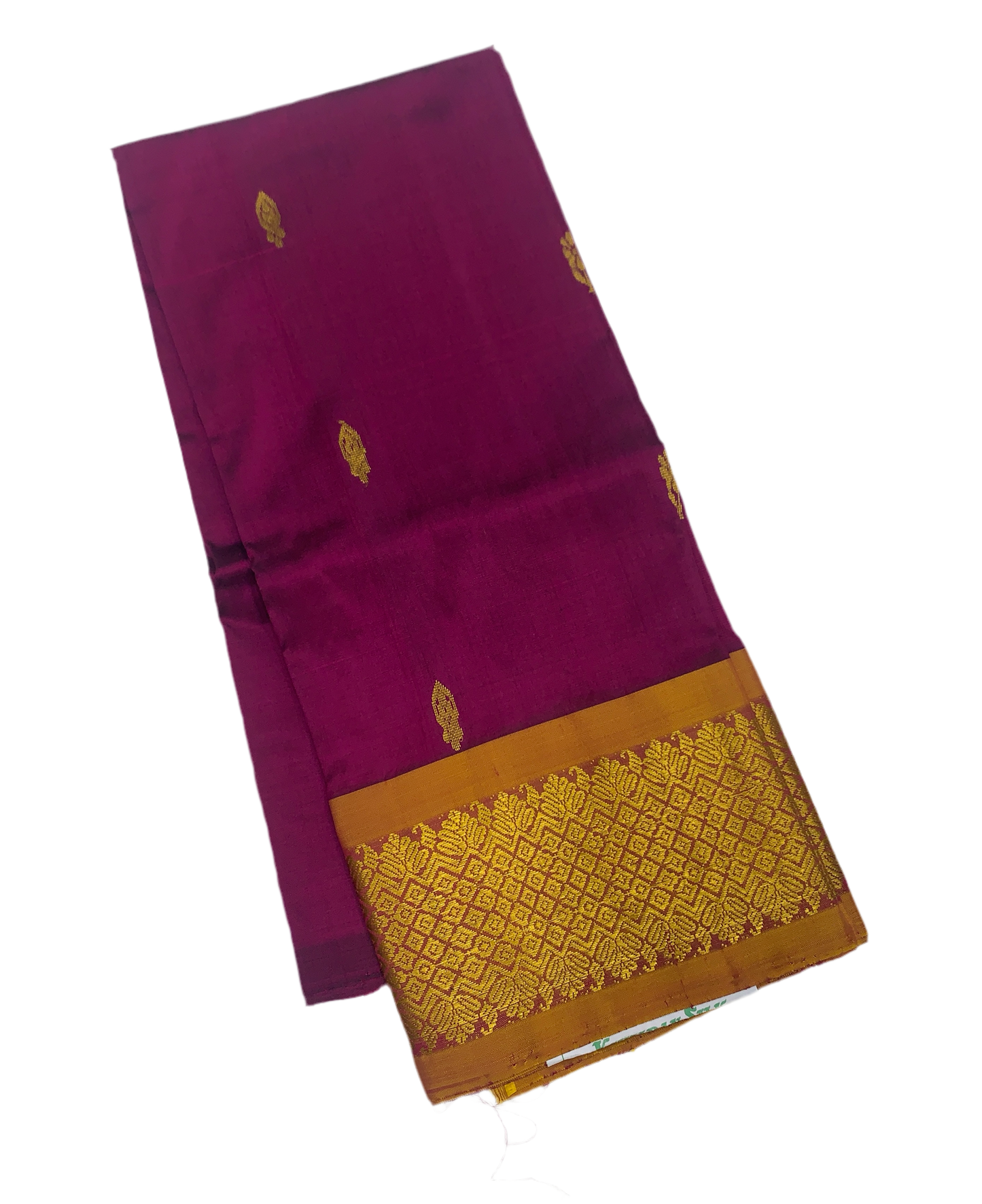 Magenta shade Pure kanchipuram Kids Pattu Pavadai with contrast border for newborn to 2 Years