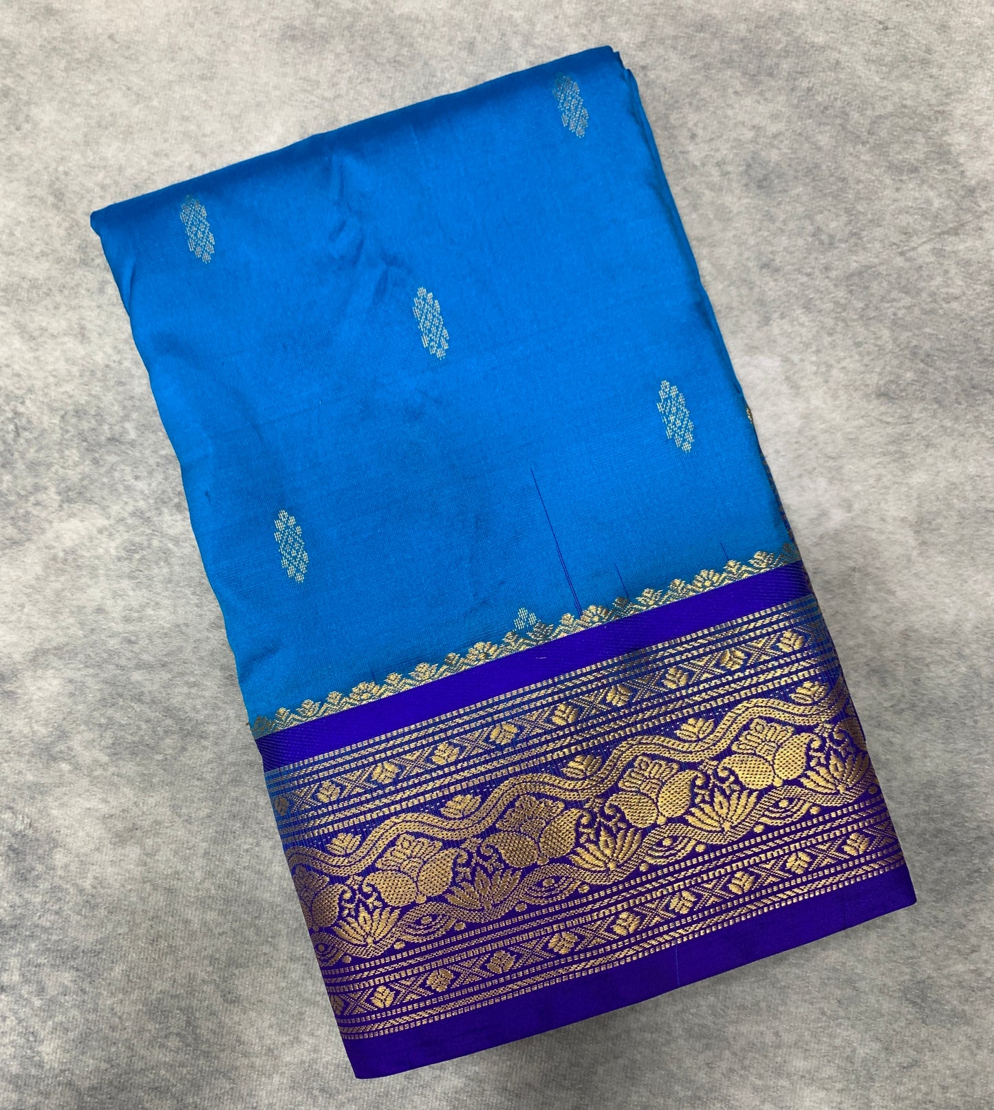 Pure Kanchipuram Silk Sky Blue Colour with Blue Border