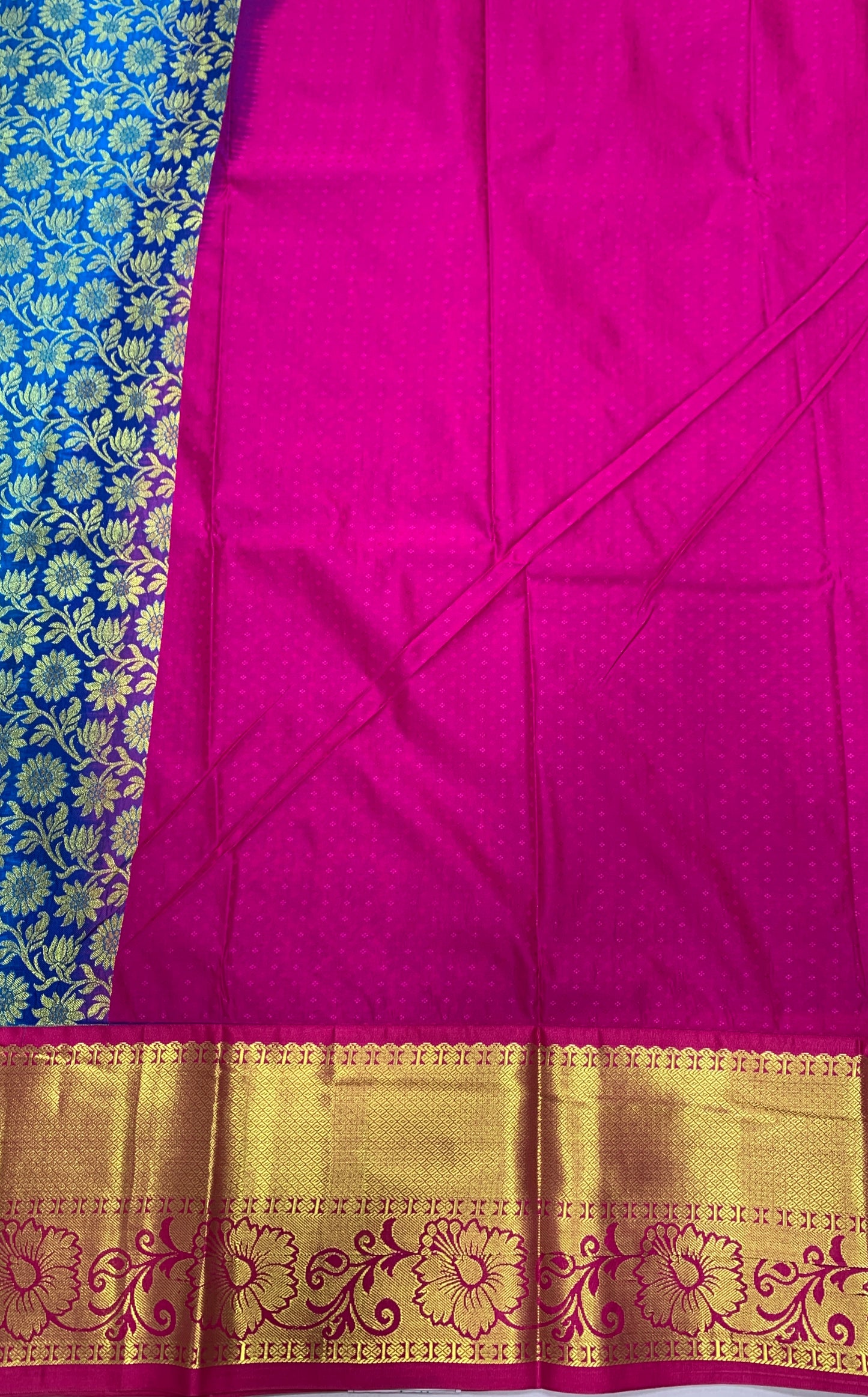 Blue shade Vegan Silk Kids Pattu Pavadai with Contrast border for age above 10 years