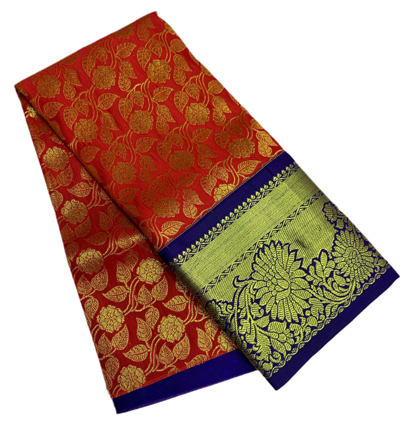 Red Shade Vegan Silk Kids Pattu Pavadai with Contrast Border for age 2 to 5