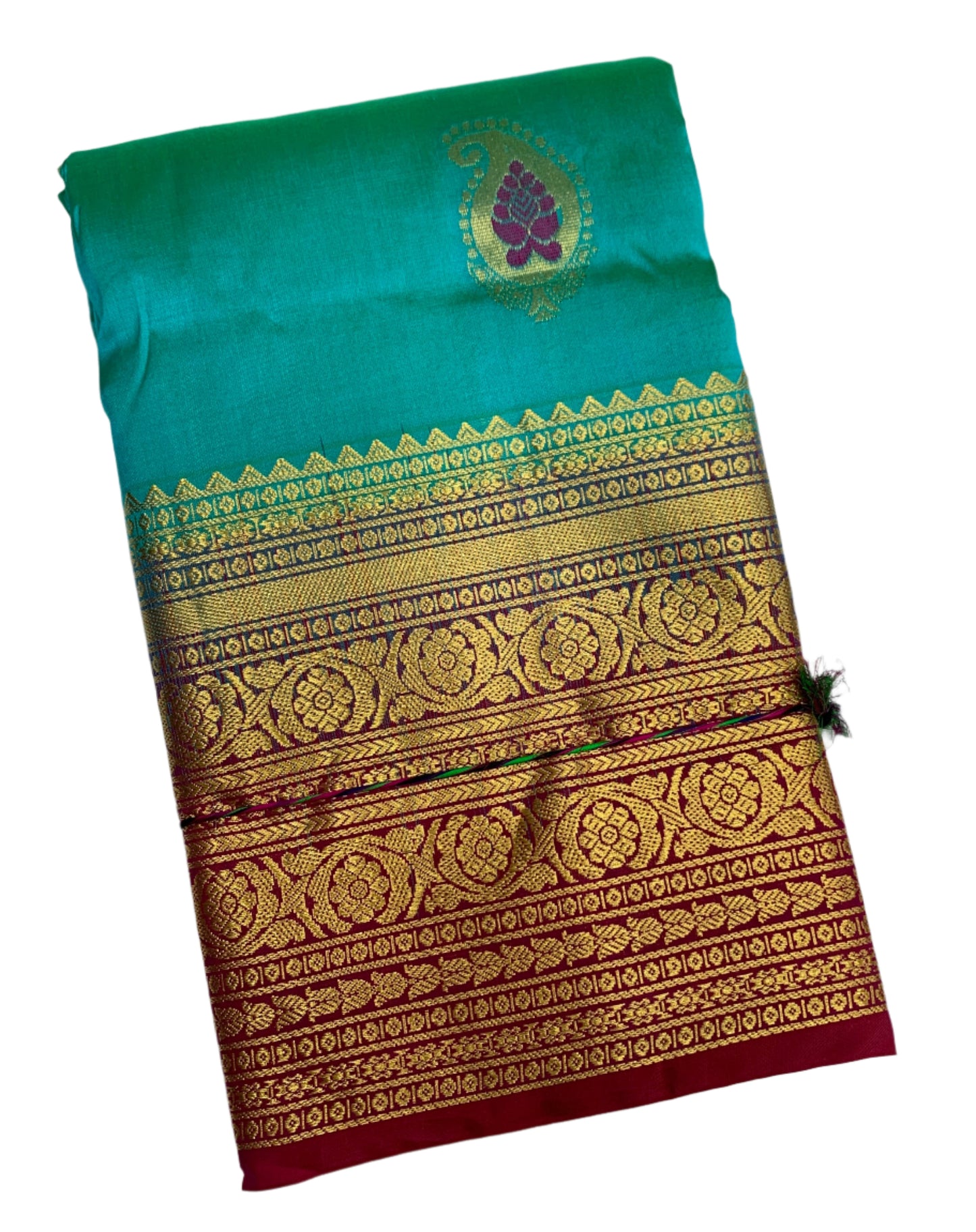 Pure Kanchipuram Silk Sapphire Blue Colour saree with Pink Border