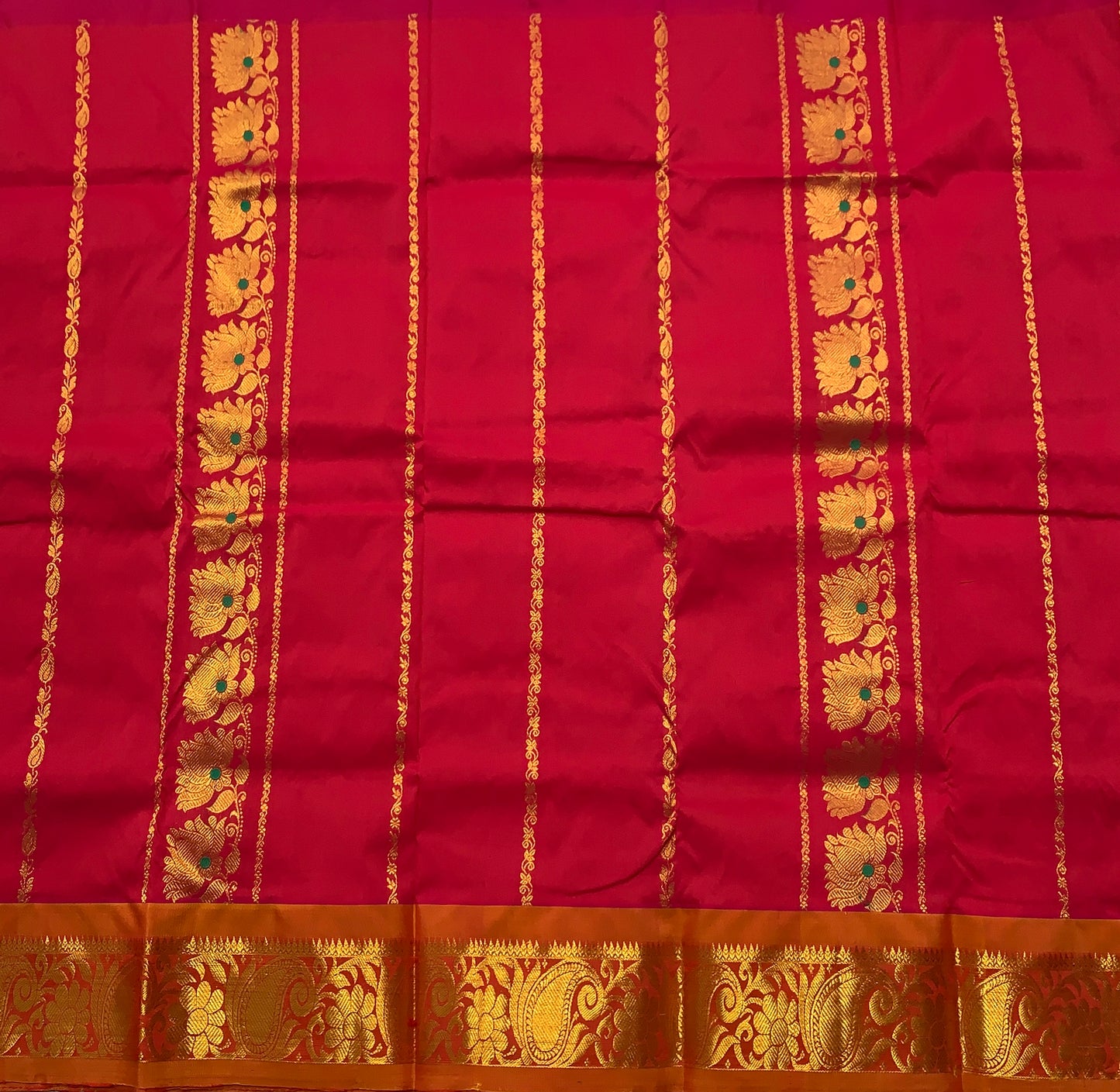 Redish Pink Shade Semi Silk Kids Pattu Pavadai with Contrast border for Age 2 to 5
