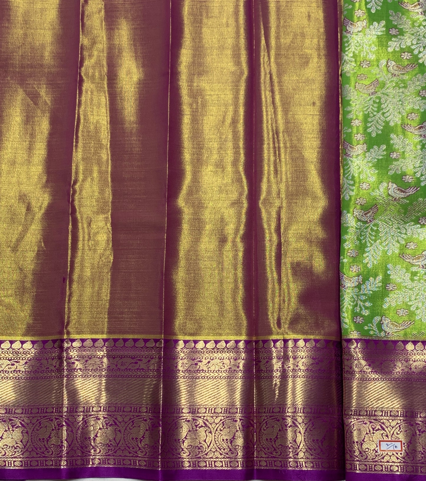 Light Green Shade Vegan Silk Kids Pattu Pavadai with Contrast Border for Newborn to 2 Years