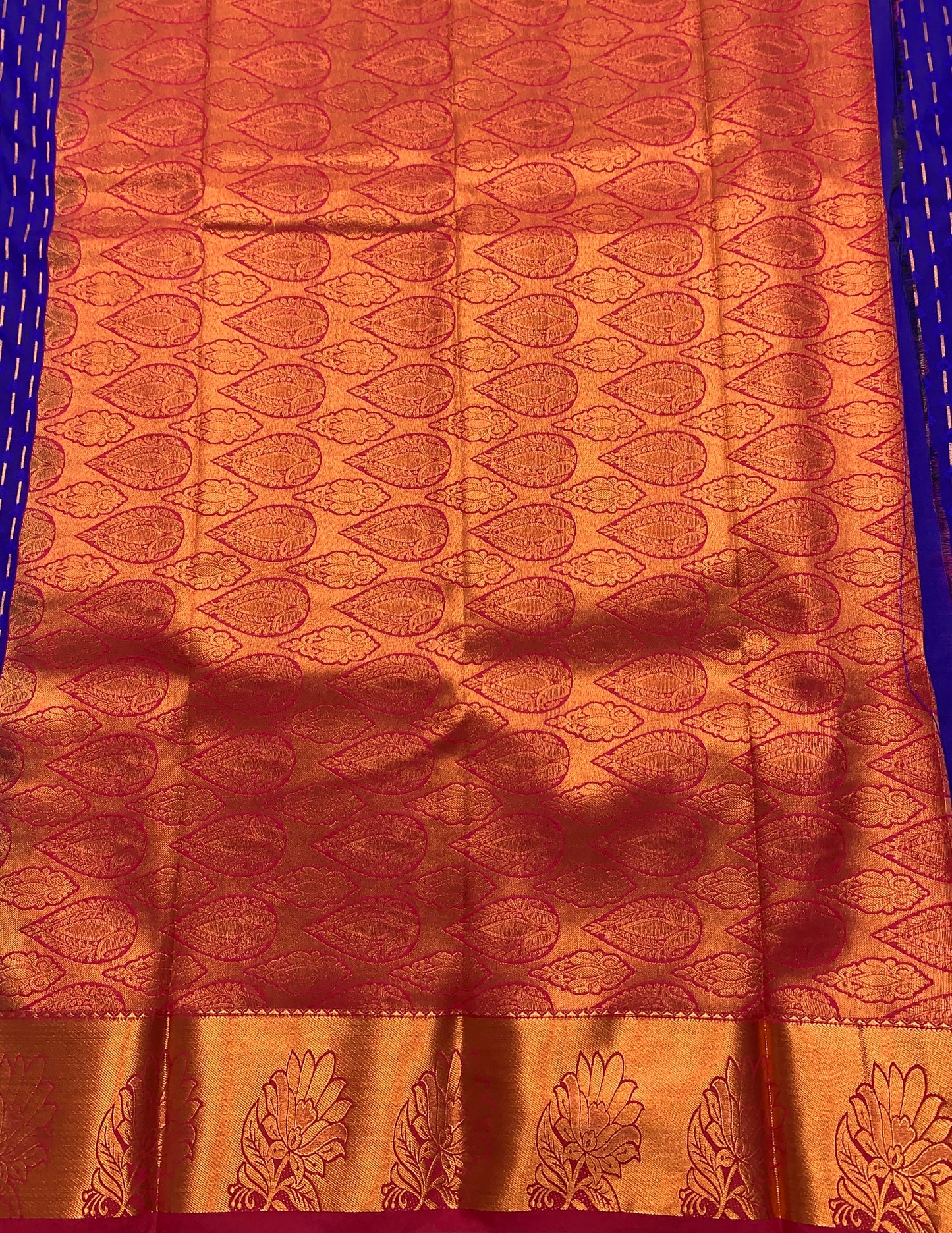 Soft Silk Casual Saree Blue Colour with Copper Zari Work Border