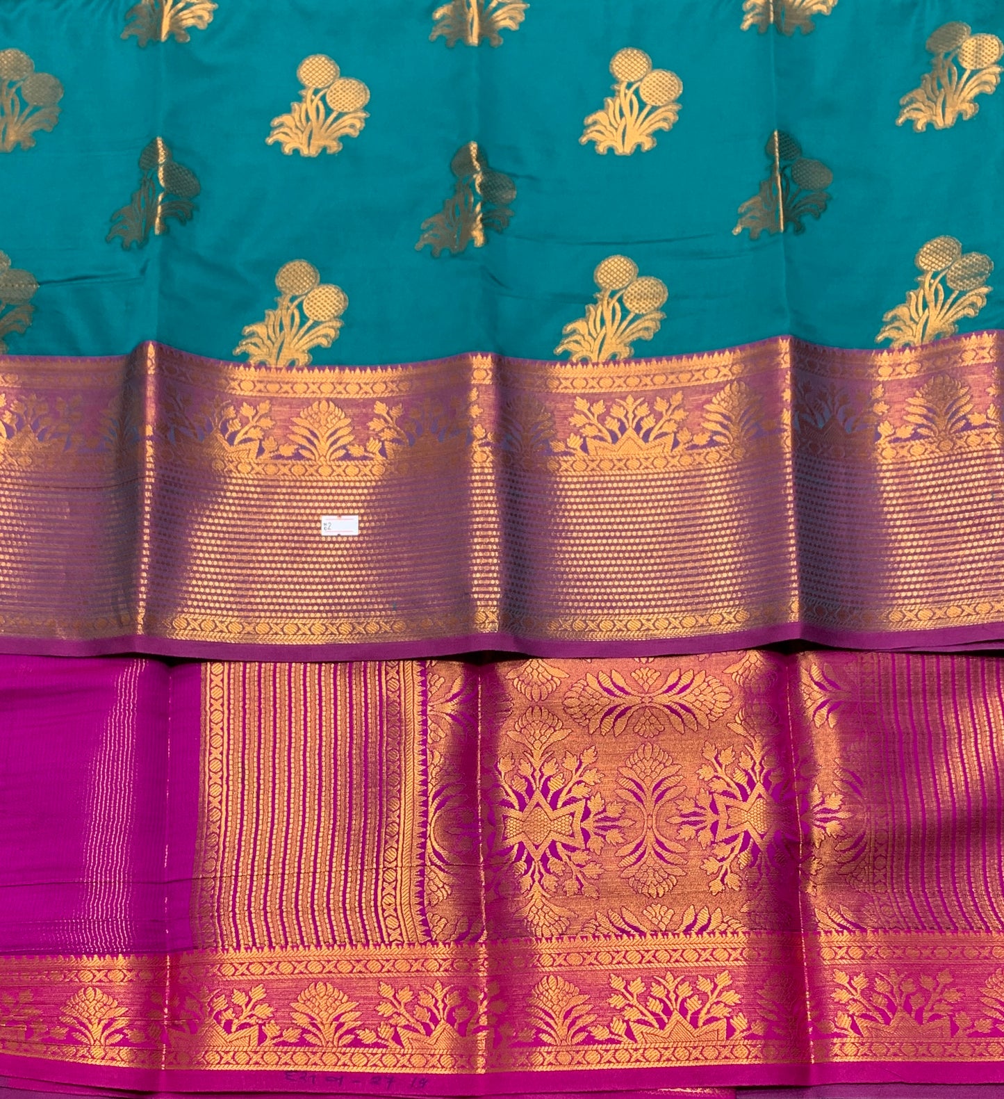 Soft Silk Casual Saree Peacock Green Colour with Magenta and Golden Colour Border