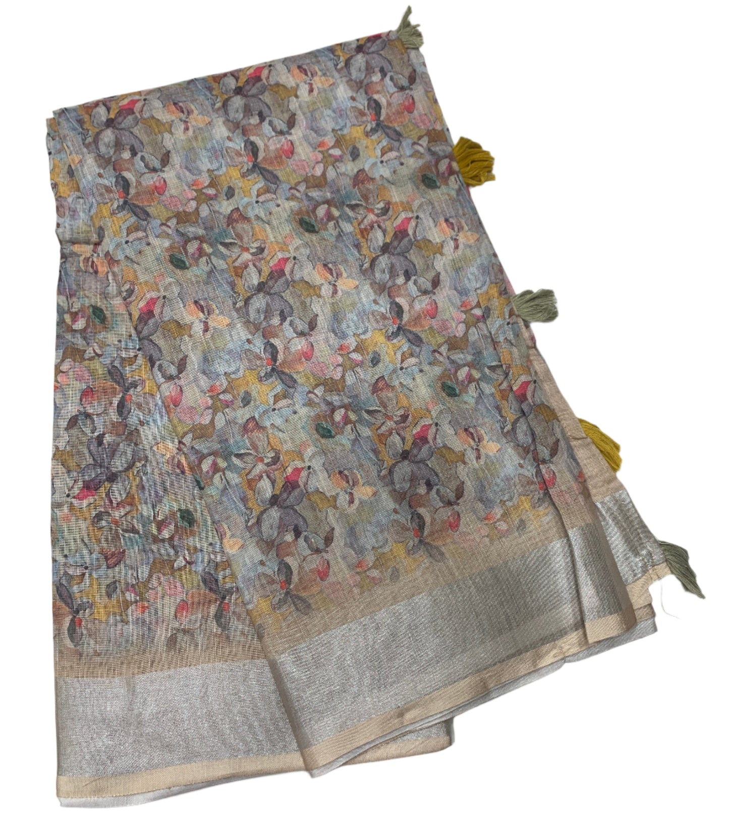 Jute Cotton Saree Dark Brown Shade with Thread Border