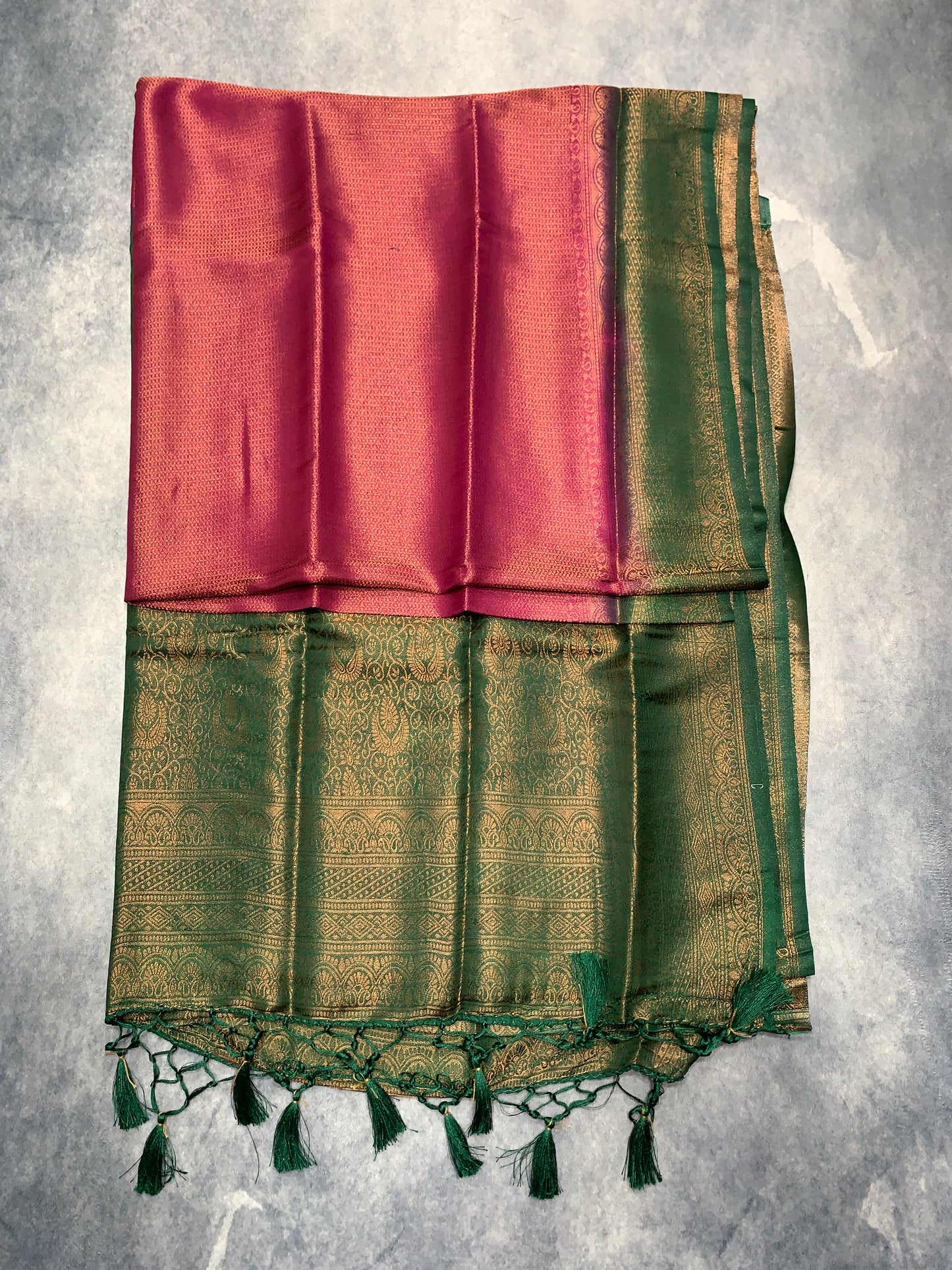 Soft Silk Saree Beetroot Colour with Green Colour Pallu