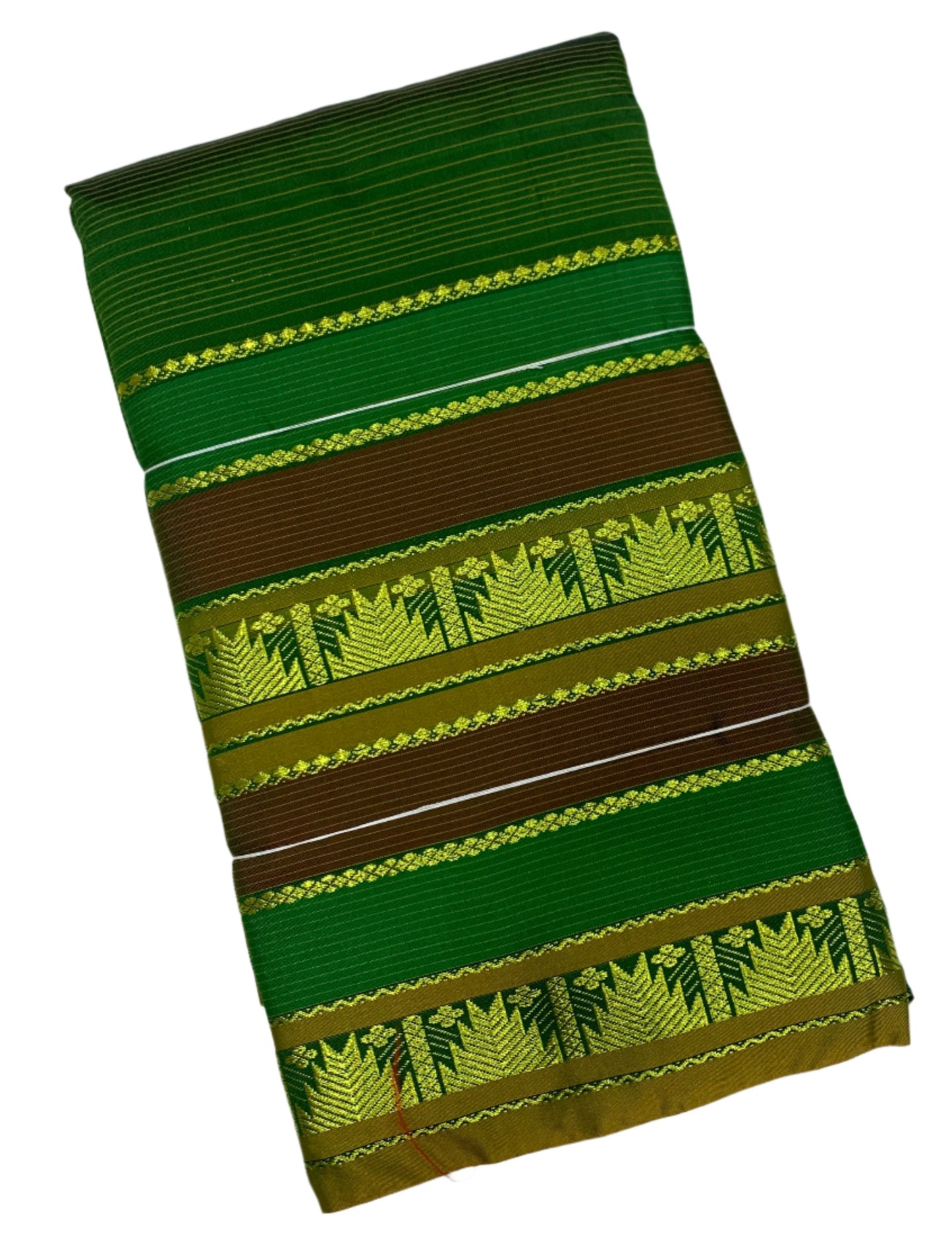 Arani Silk Saree Olive Green Colour with Brown Border