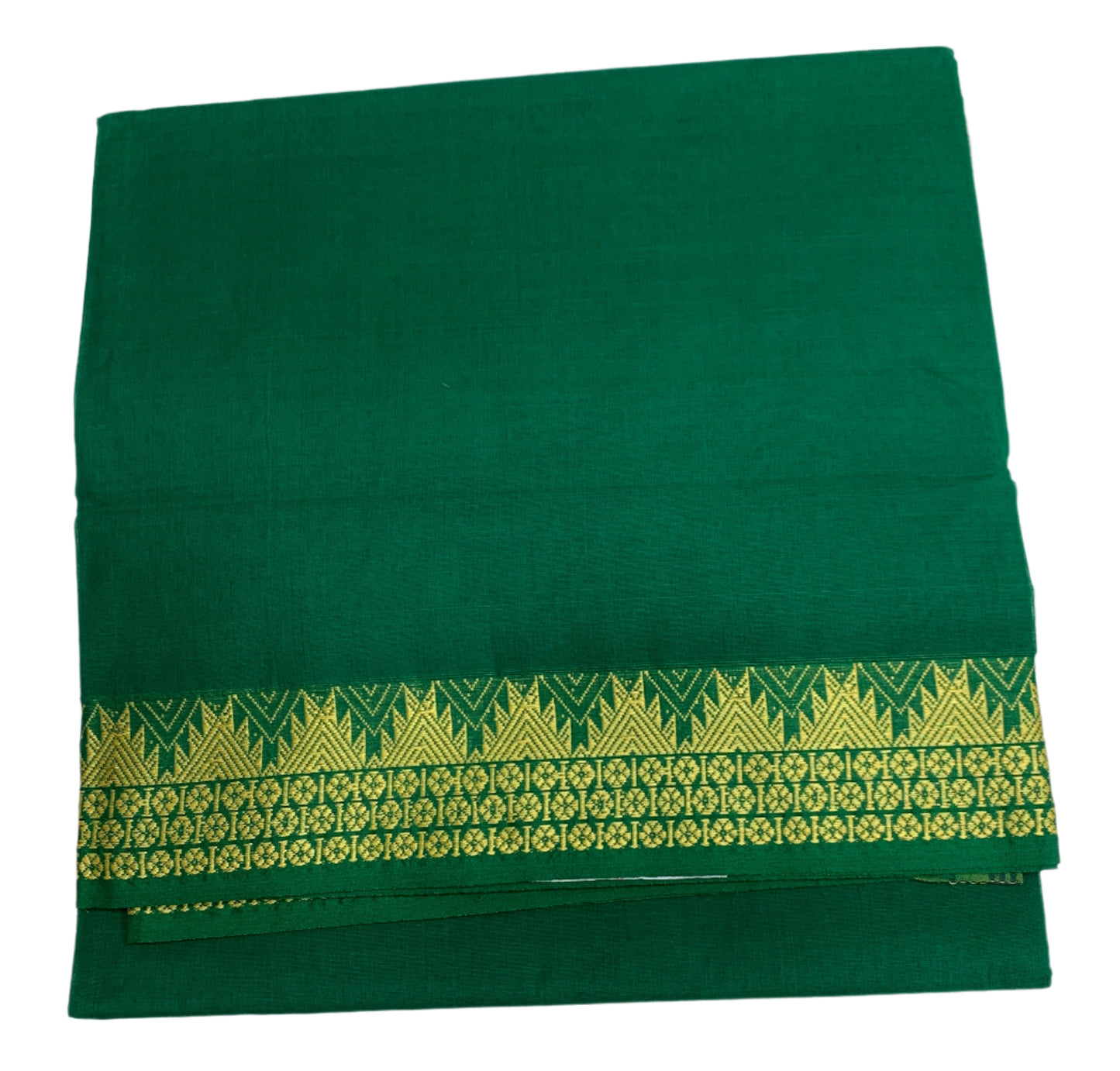 Chettinad Cotton Saree Green Colour with Gopuram Design Border