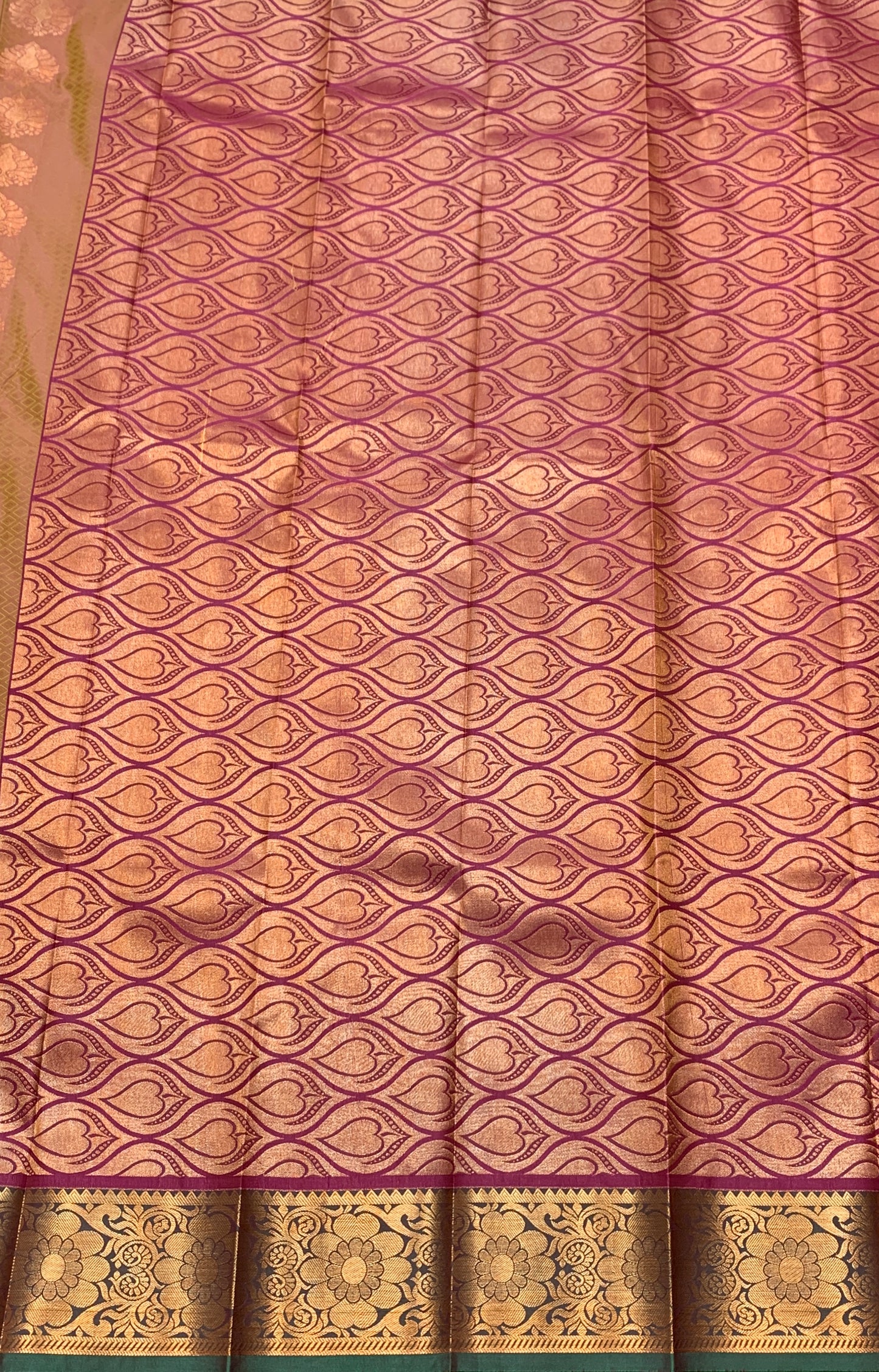 Vegan Silk Saree Brown Colour Saree with Copper Border