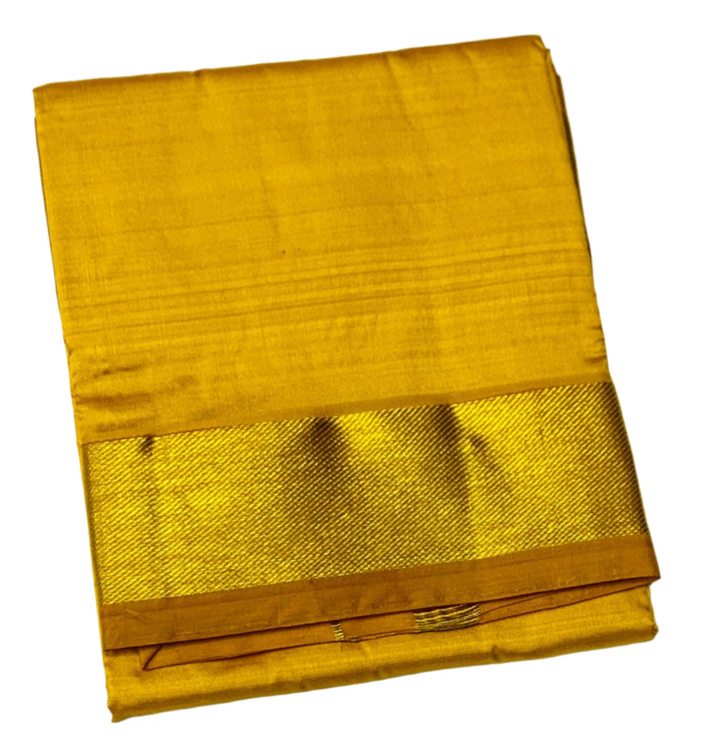 Silk Pooja Towel Light Mustard colour with Zari Border