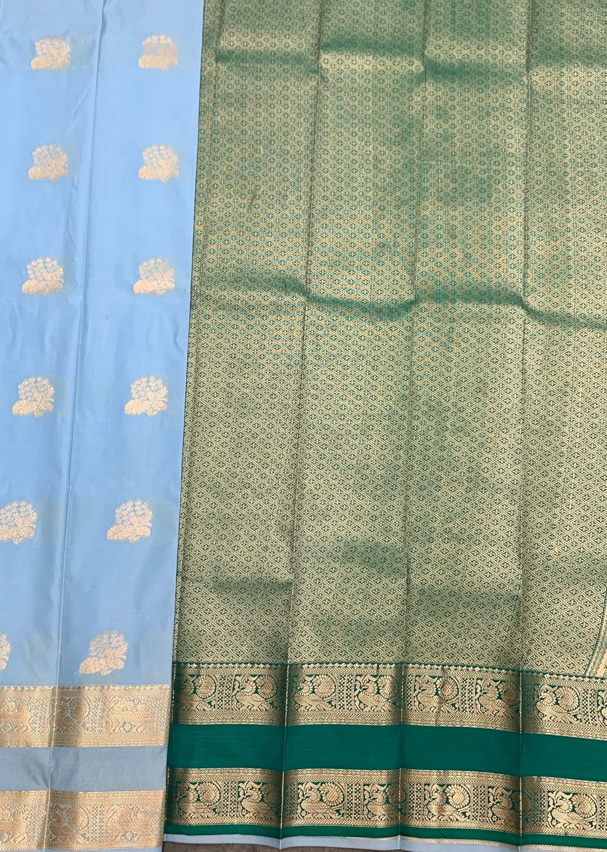 Soft Silk Casual Saree Ice Blue Colour with Rettai Pettu Border