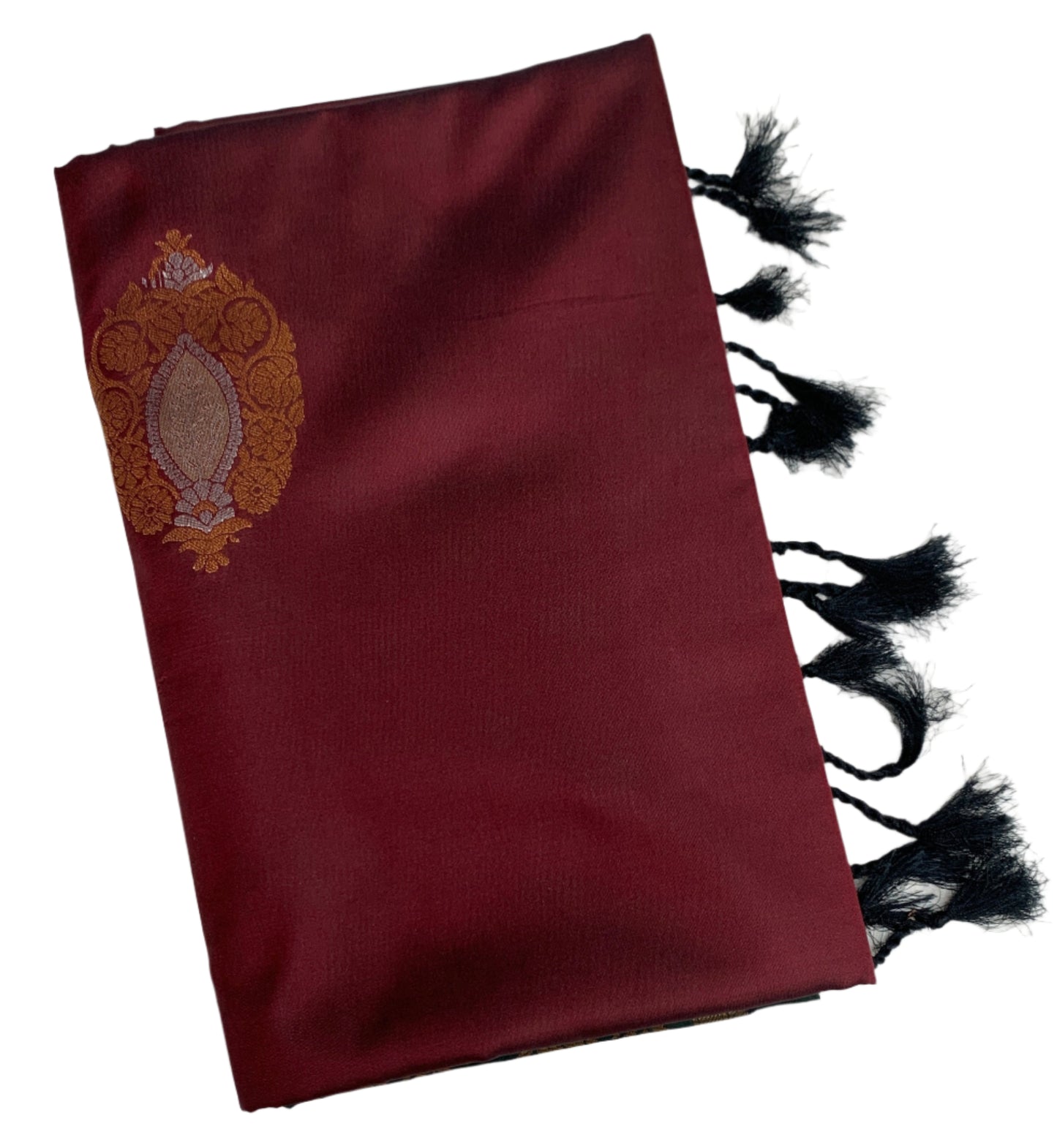 Soft Vegan Silk Saree Brown Colour with Border less