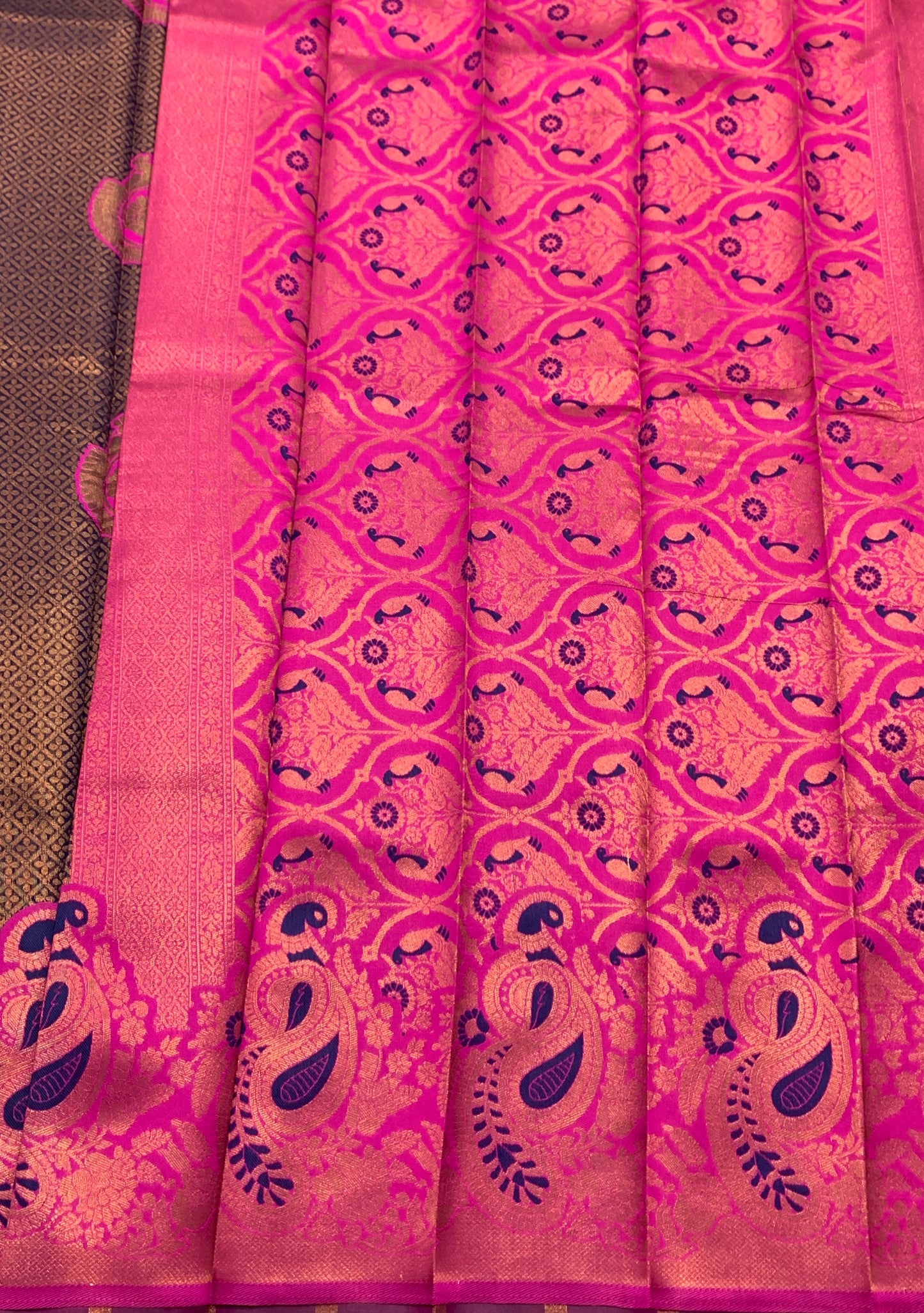 Blue Colour Art Silk Saree with Pink Border
