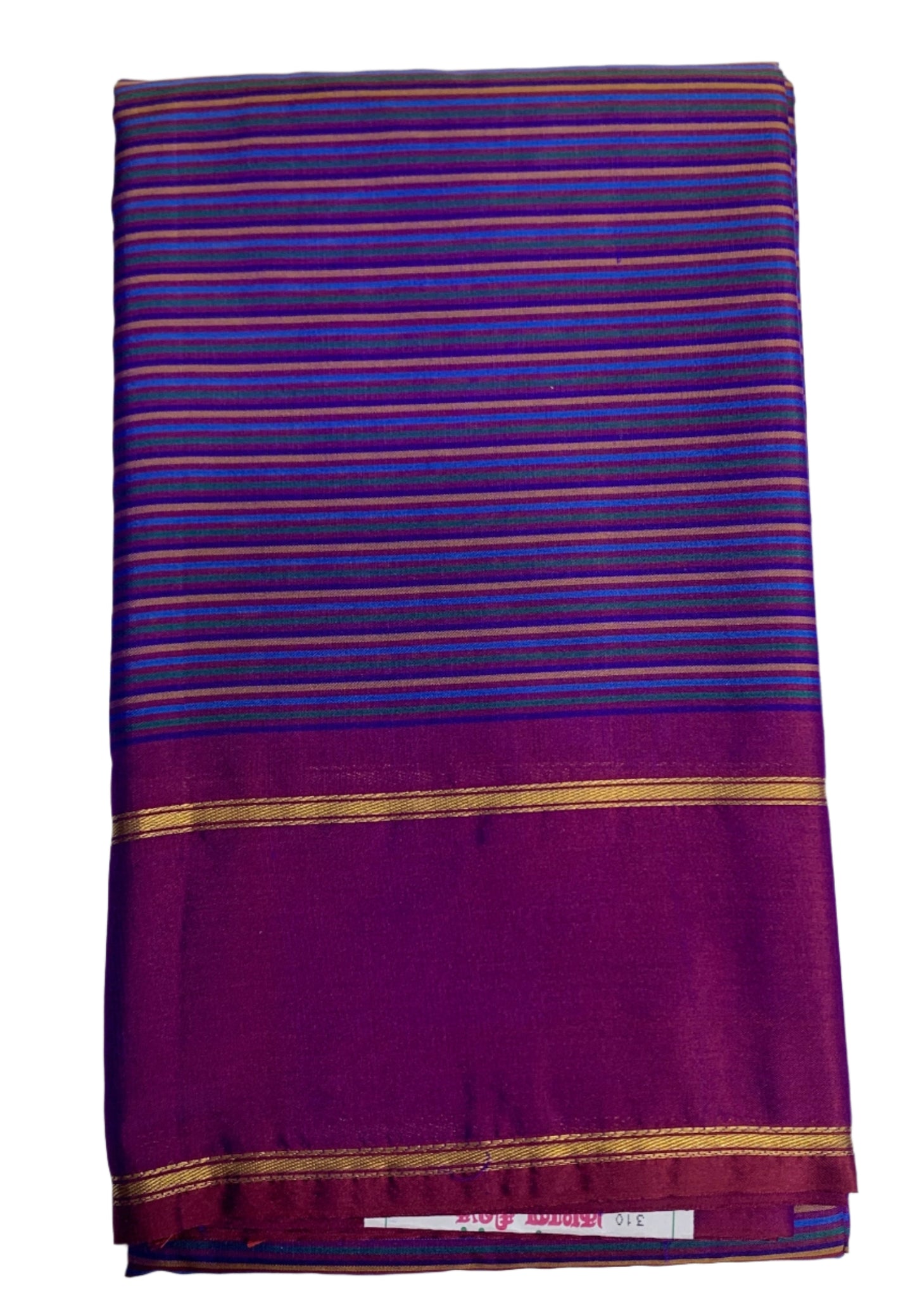 Arani Silk Saree Multi Colour with Dark Magenta Colour Border