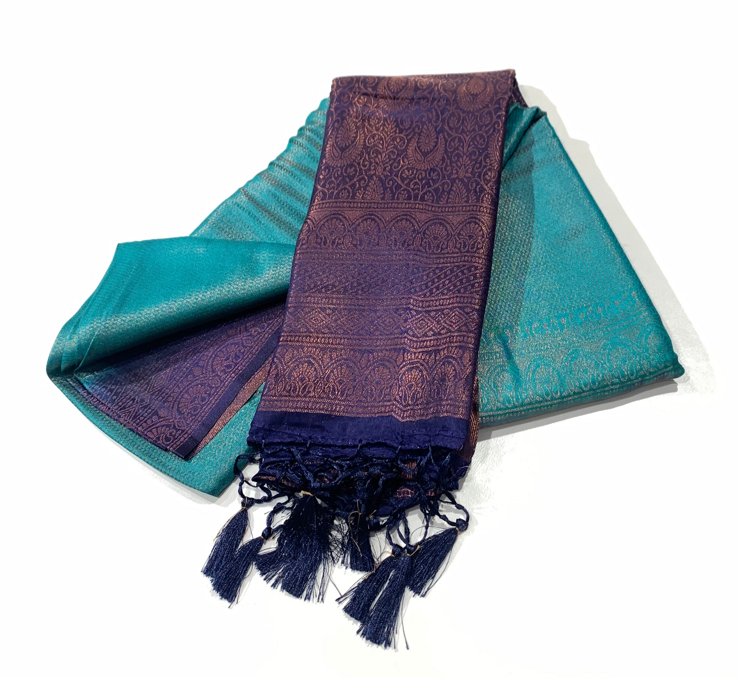 Soft Silk Saree Sky Blue Colour with Navy Blue Pallu