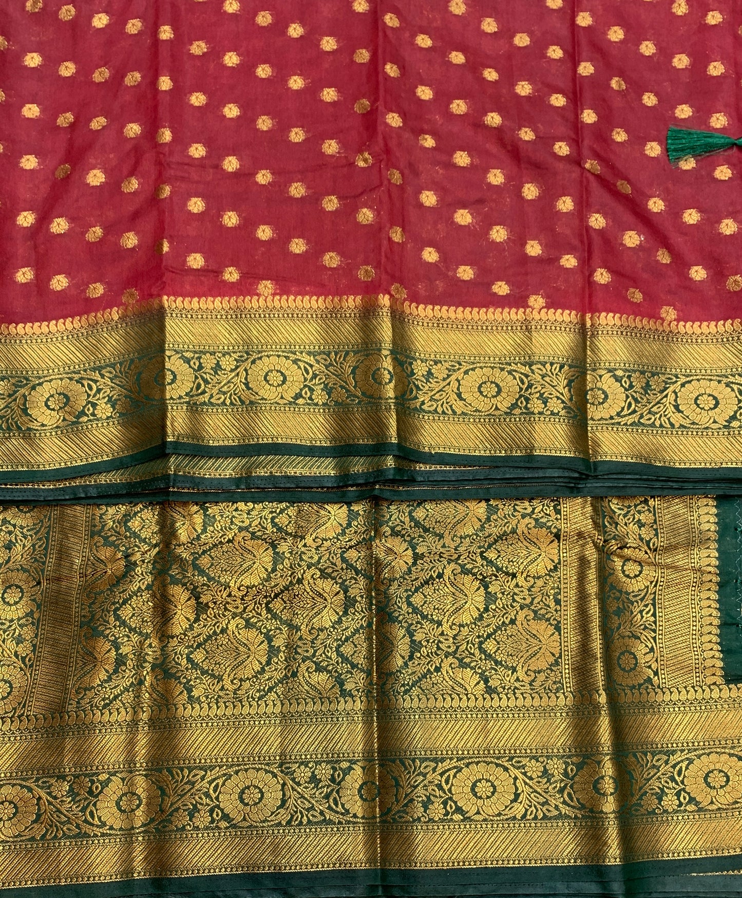 Crepe Saree Maroon Colour with Green Border