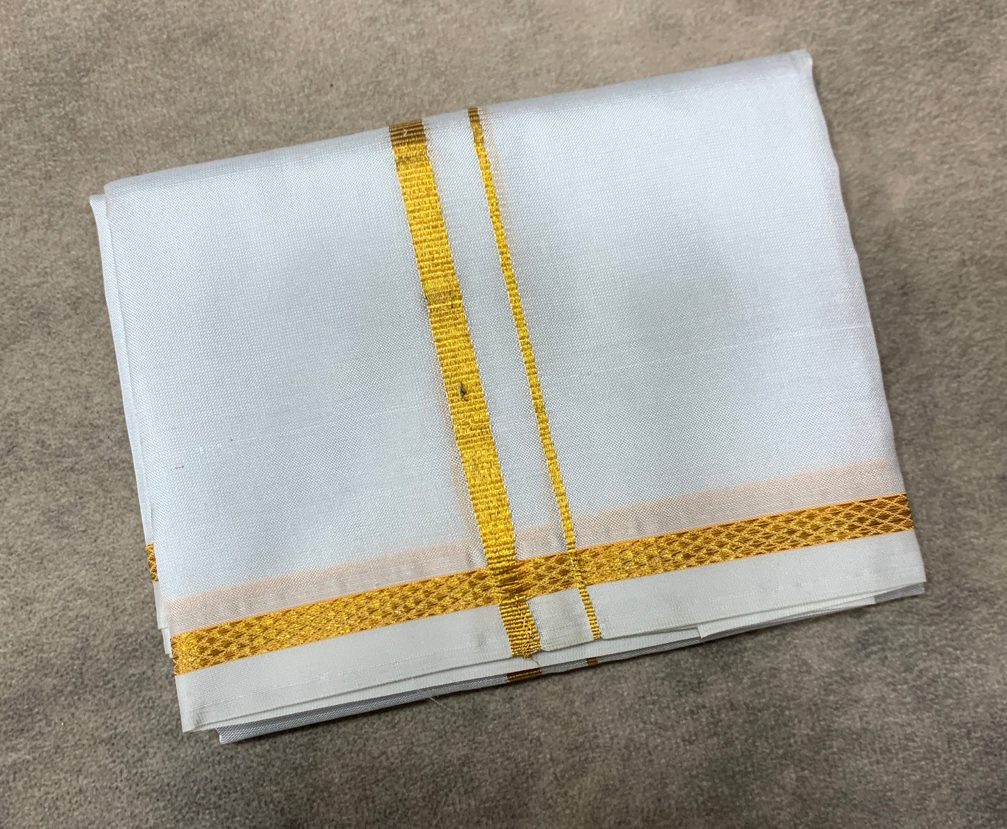 2 Mulam Silk Pooja Towel White Colour