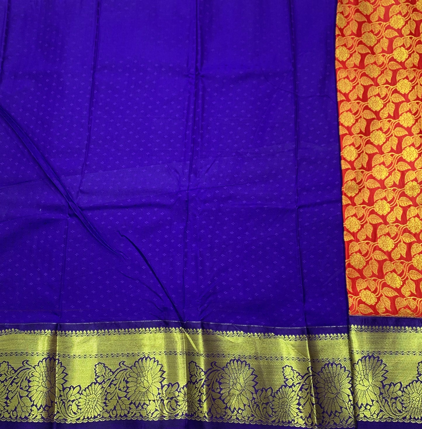 Red Shade Vegan Silk Kids Pattu Pavadai with Contrast Border for age 2 to 5