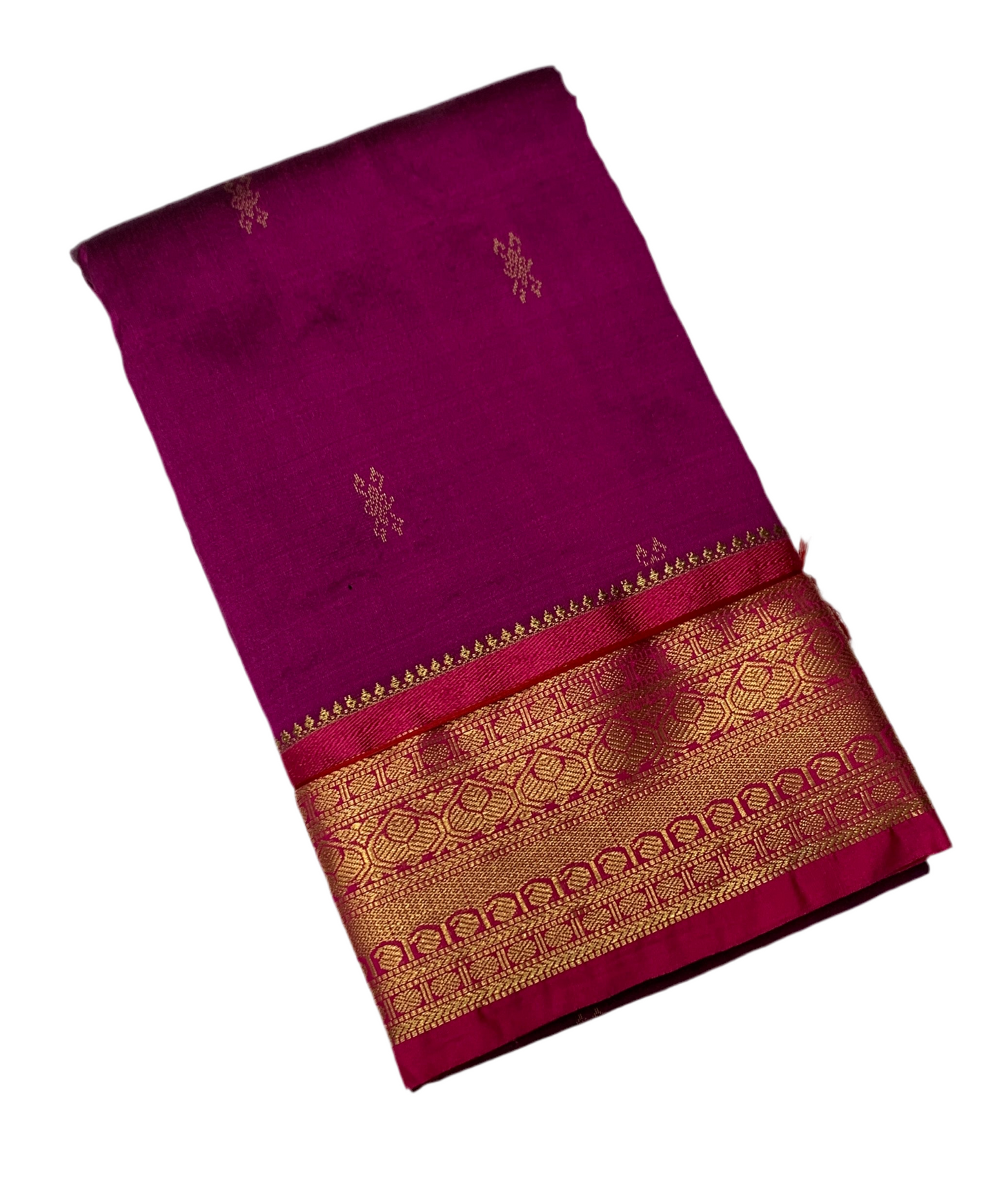 Pure Kanchipuram Silk Saree Magenta Colour with Pink Border