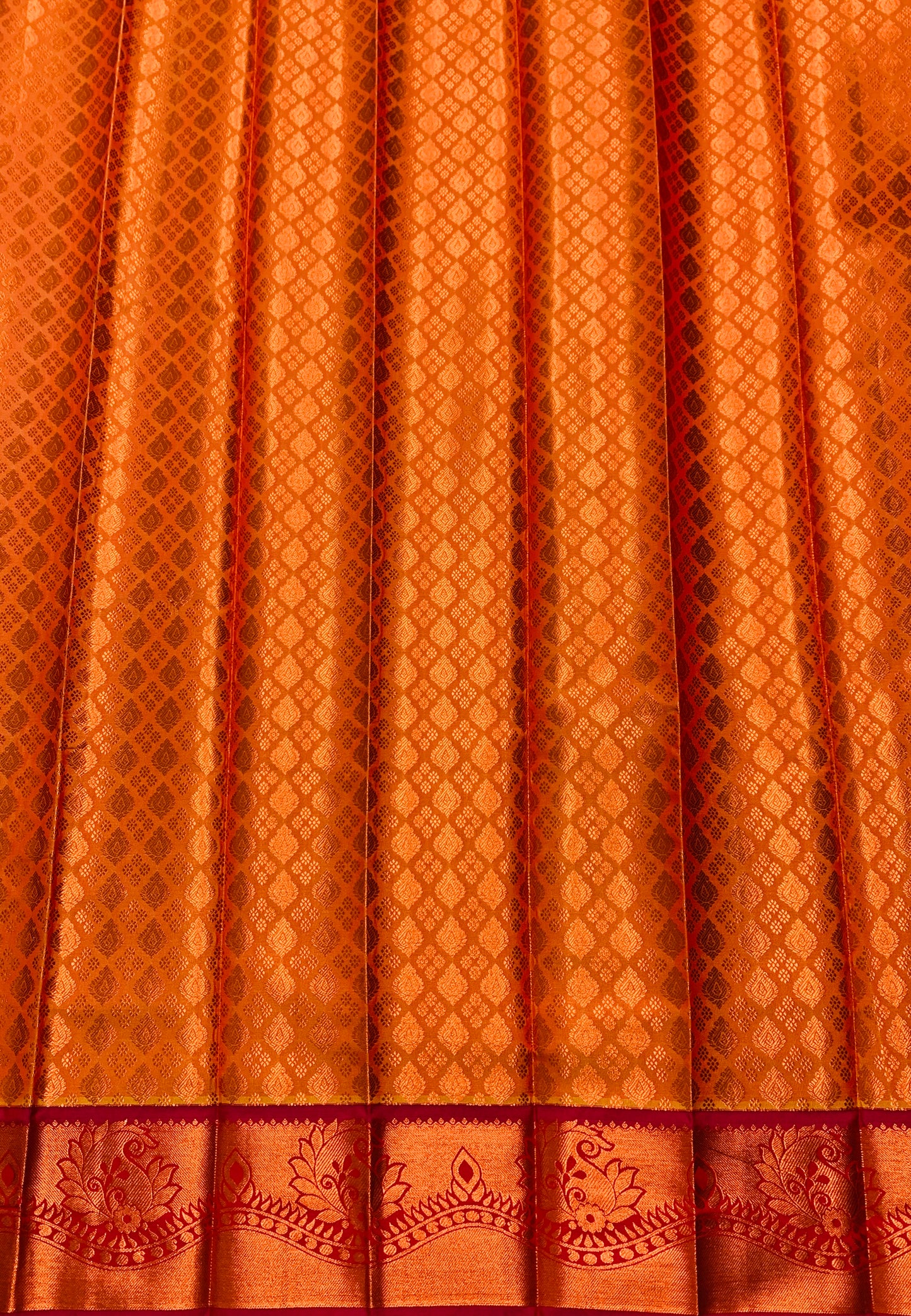 Vegan Silk Saree Golden Yellow Colour with Copper and Pink Border