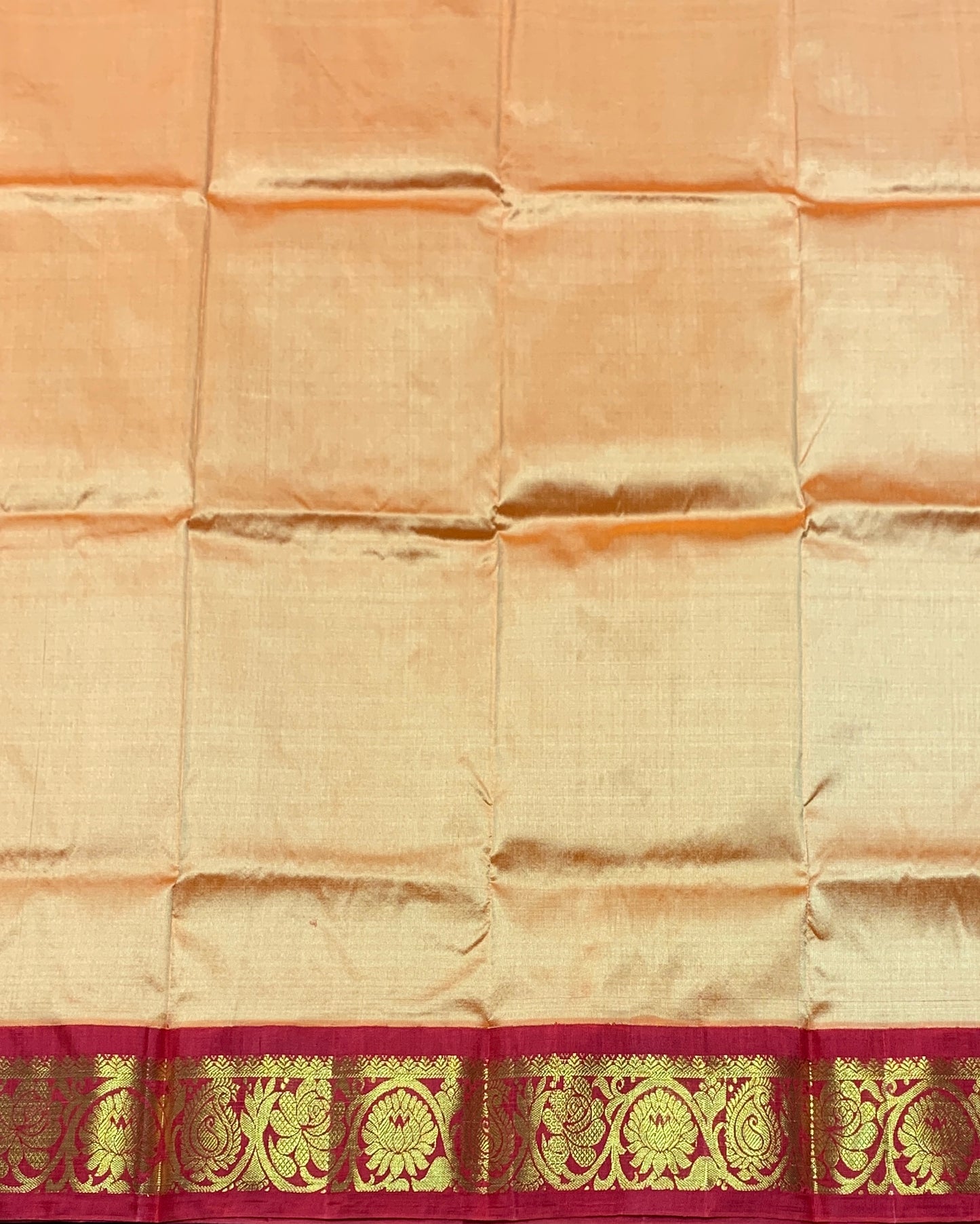 Golden Yellow Shade Pure Kanchipuram Kids Pattu Pavadai with Contrast Border for age 2 to 5