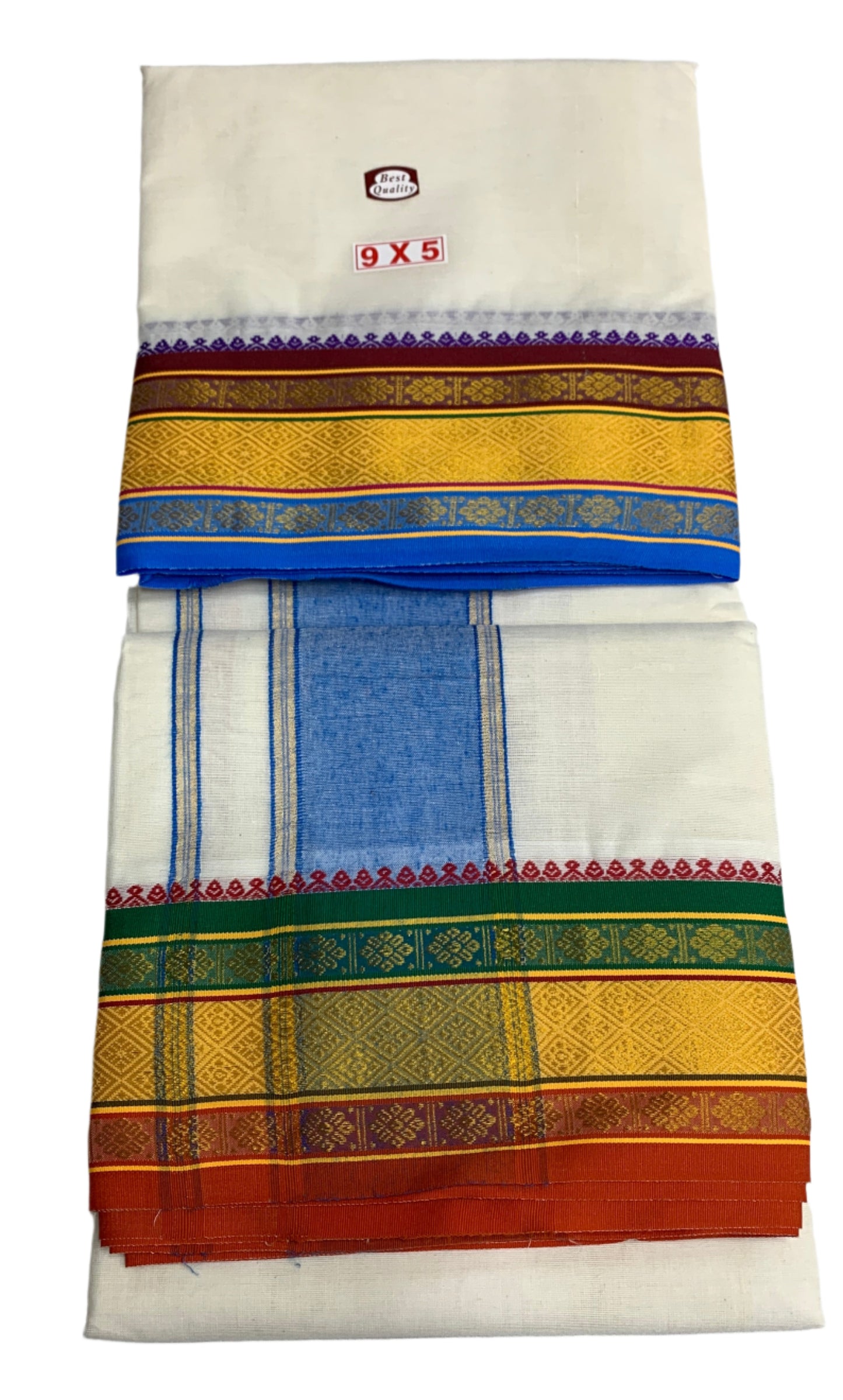 9X5 Cotton Unbleached Dhoti with Angavastram