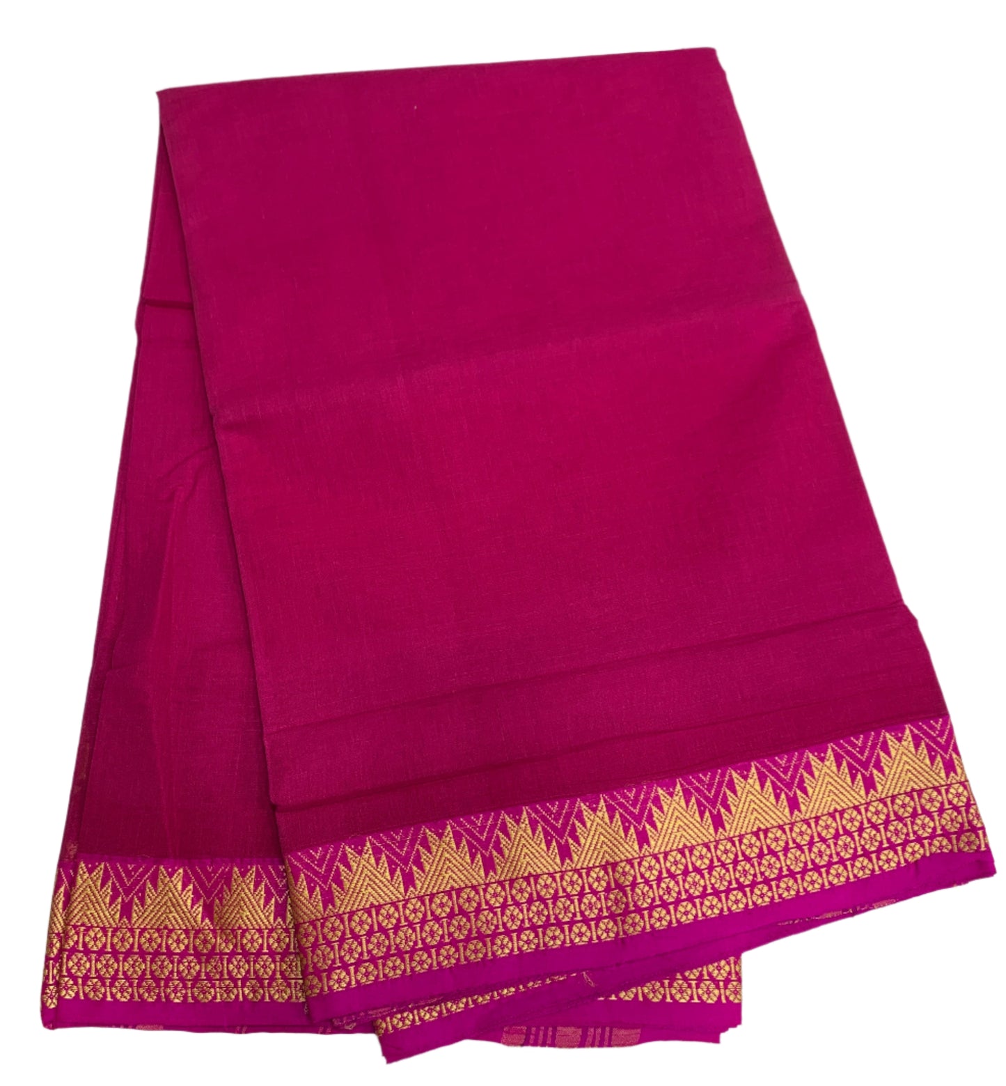 Chettinad Cotton Saree Pink Colour with Gopuram Design Border