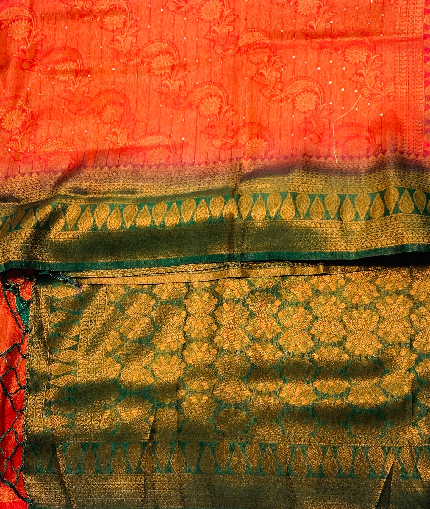 Soft Silk Saree Red shade with Green Pallu