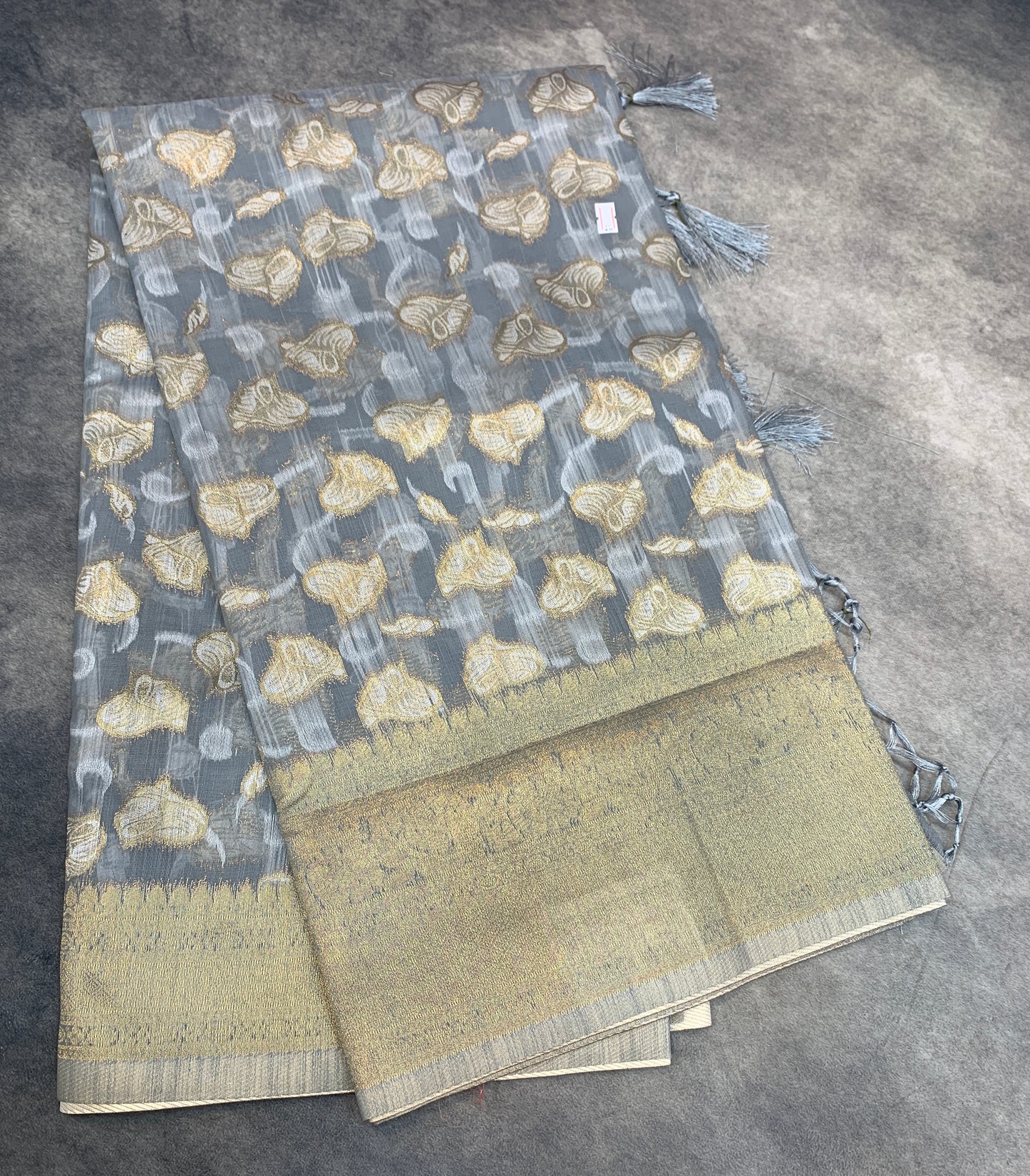 Banaras Katan Saree Gray Colour with Katan Work Border